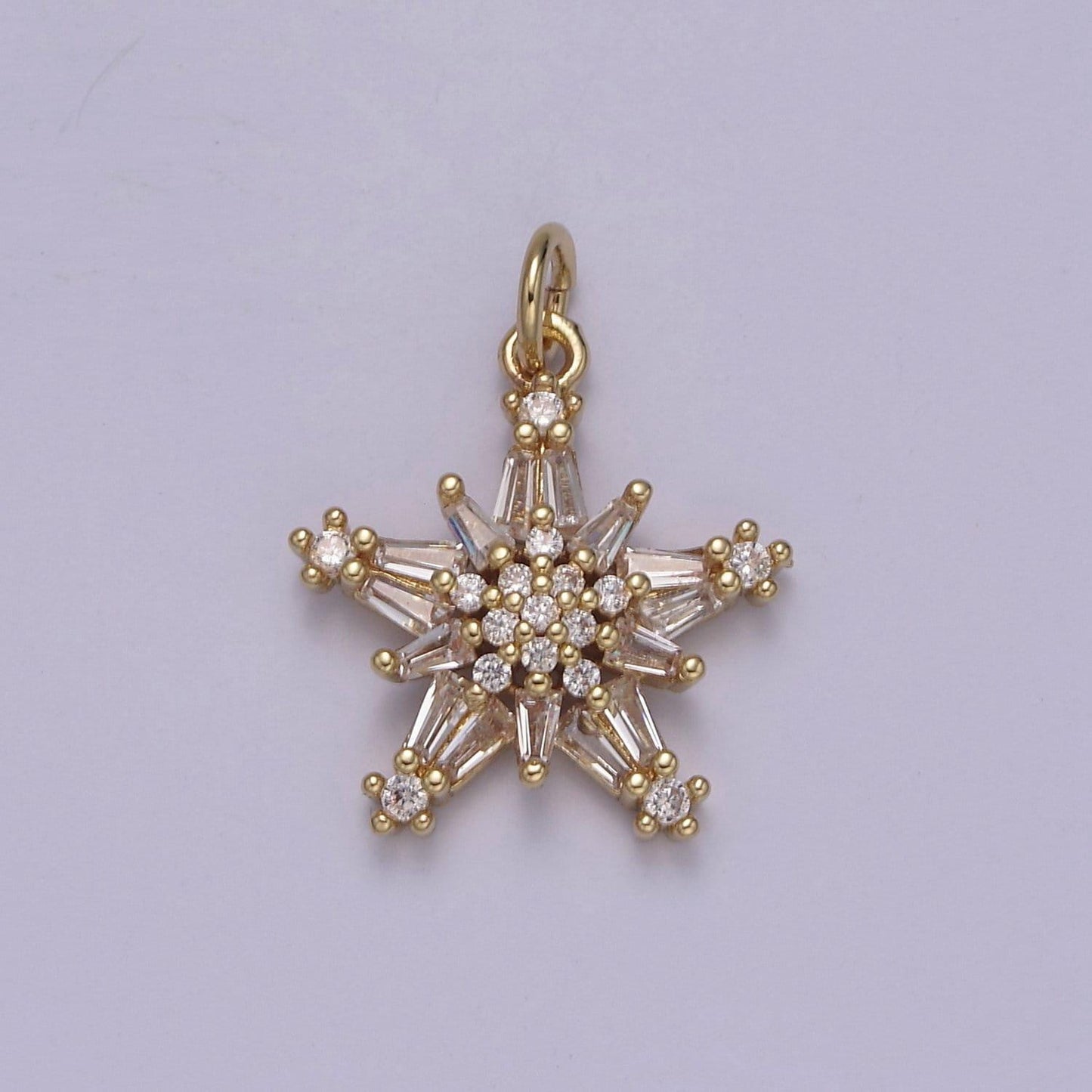 Dainty baguette paved star pendant jewelry mini cz paved small celestial charm diy charm component for necklace, bracelet | n-852