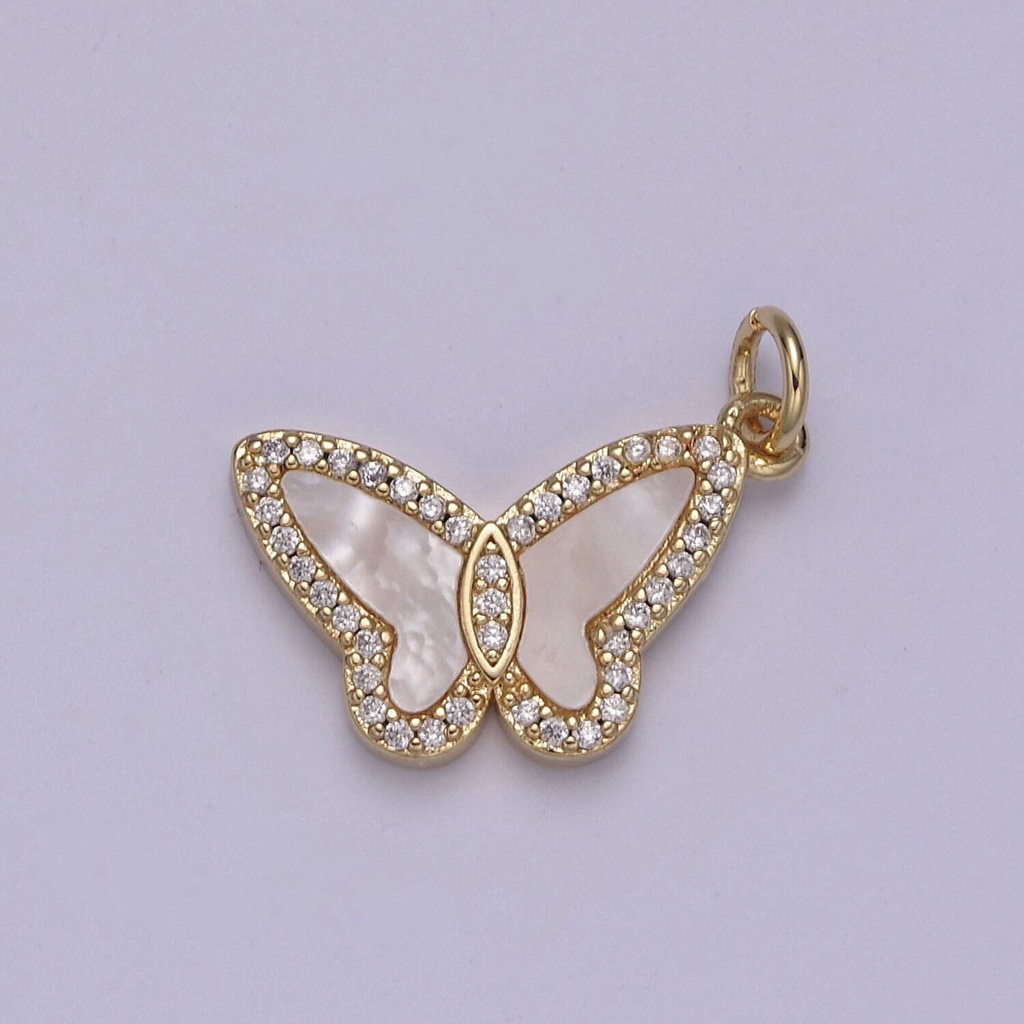 1x dainty gold filled cz paved tiger's eye, pearl, abalone monarch butterfly diy charm for necklace bracelet earring| n-844 n-845 n-846