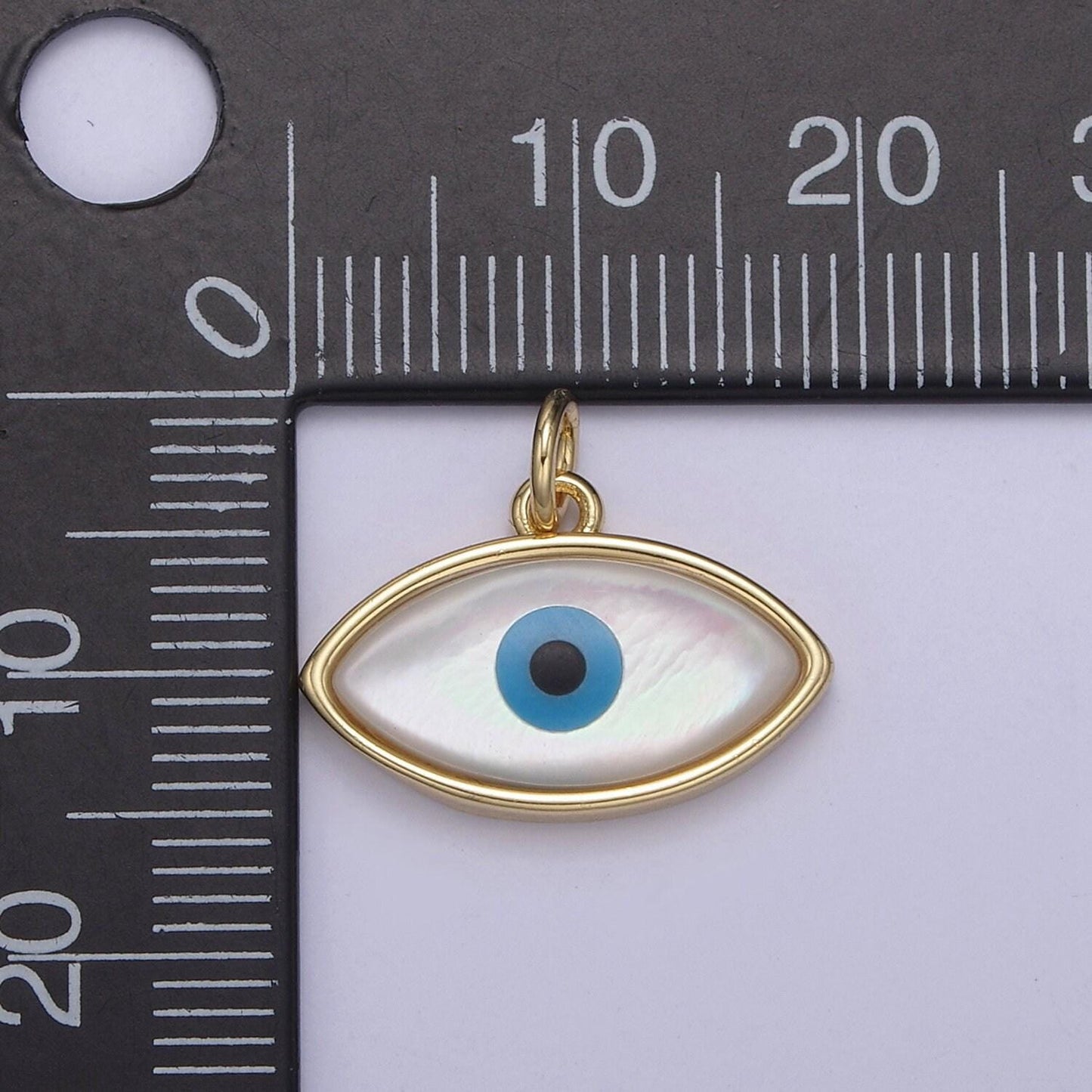 Dainty evil eye charm 14k gold filled shell pearl evil eye pendant for add on charm n-818