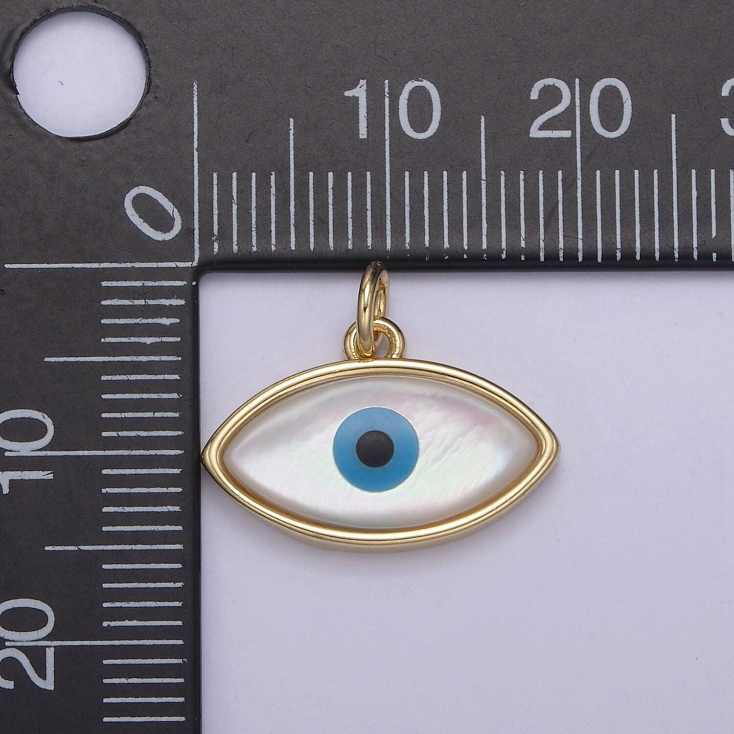 Dainty evil eye charm 14k gold filled shell pearl evil eye pendant for add on charm n-818