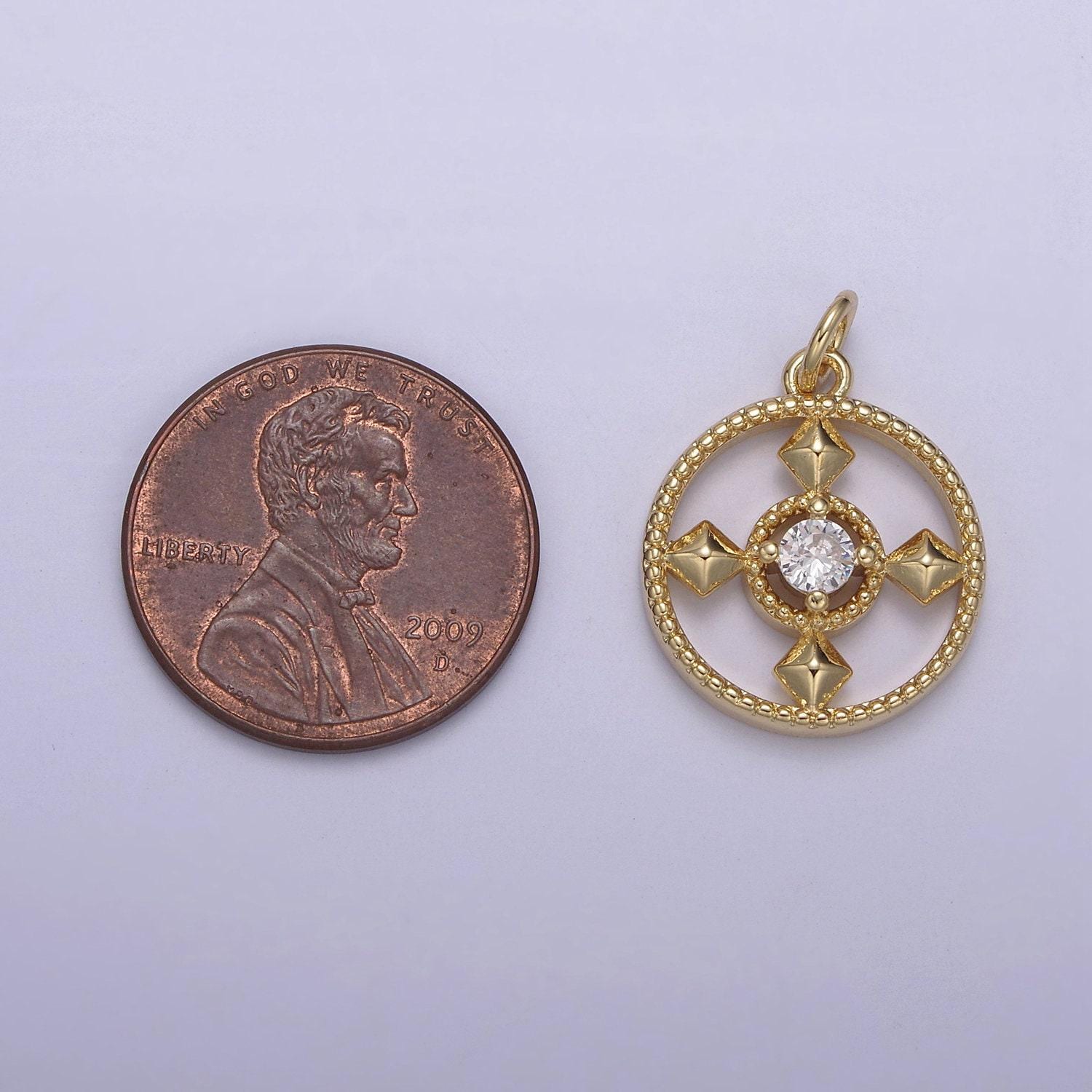 Dainty cross charm pendant piece 24k gold filled religious fashion jewelry inlaid gem n-809
