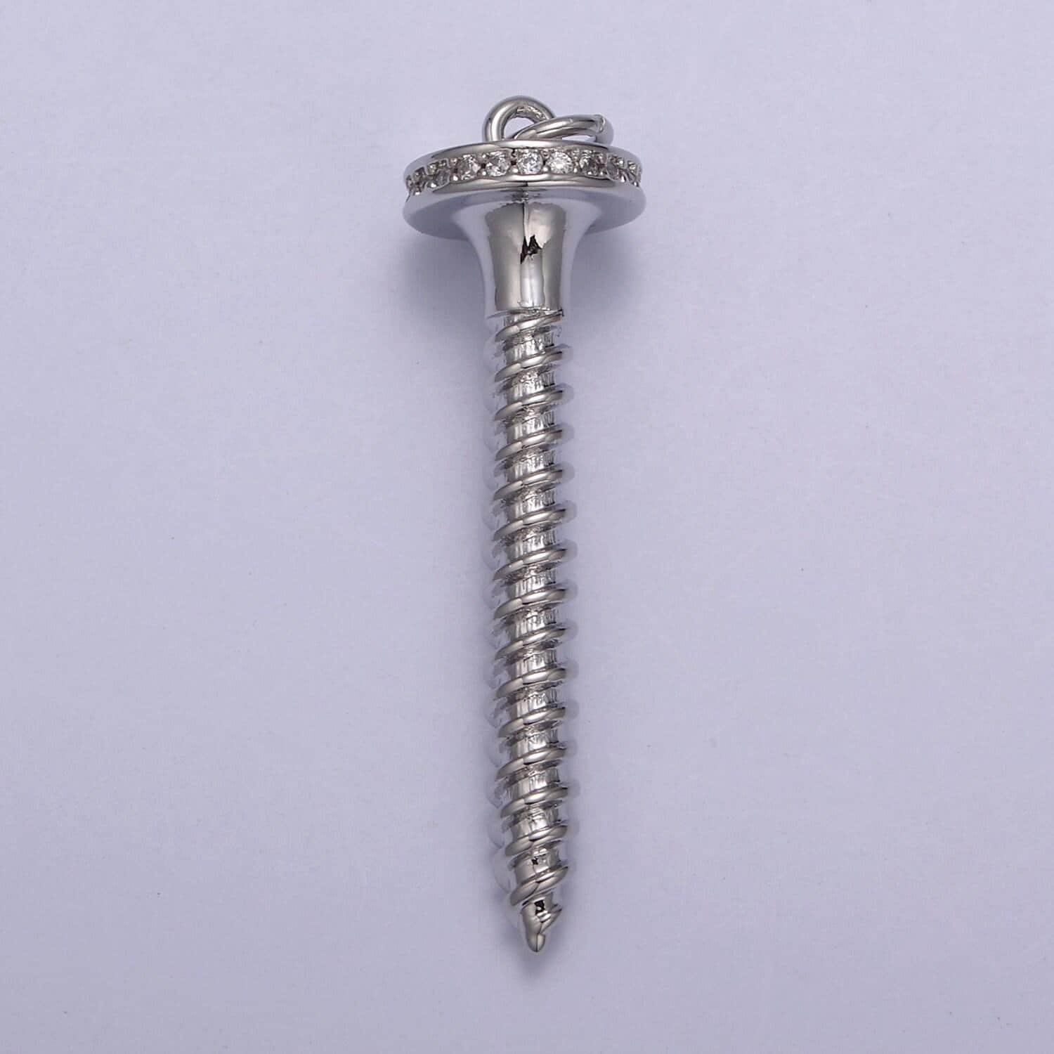 Dainty medium screw nail pendant in gold/silver cz micro pave | diy fashion jewelry charm add on necklace bracelet earring | n-788 n-789