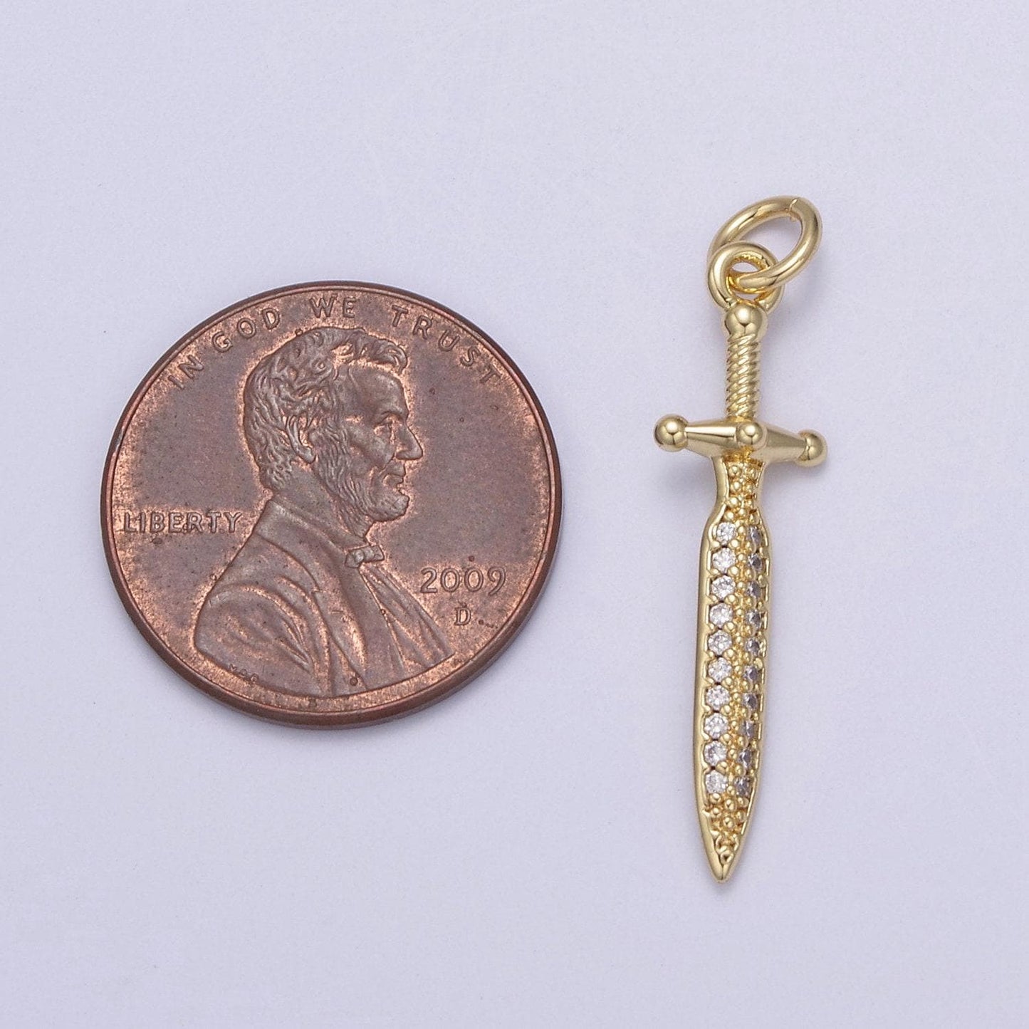 Dainty sword pendant in gold/silver small gladius dagger amulet cz pave | diy fashion charm add on necklace bracelet | n-781 n-782