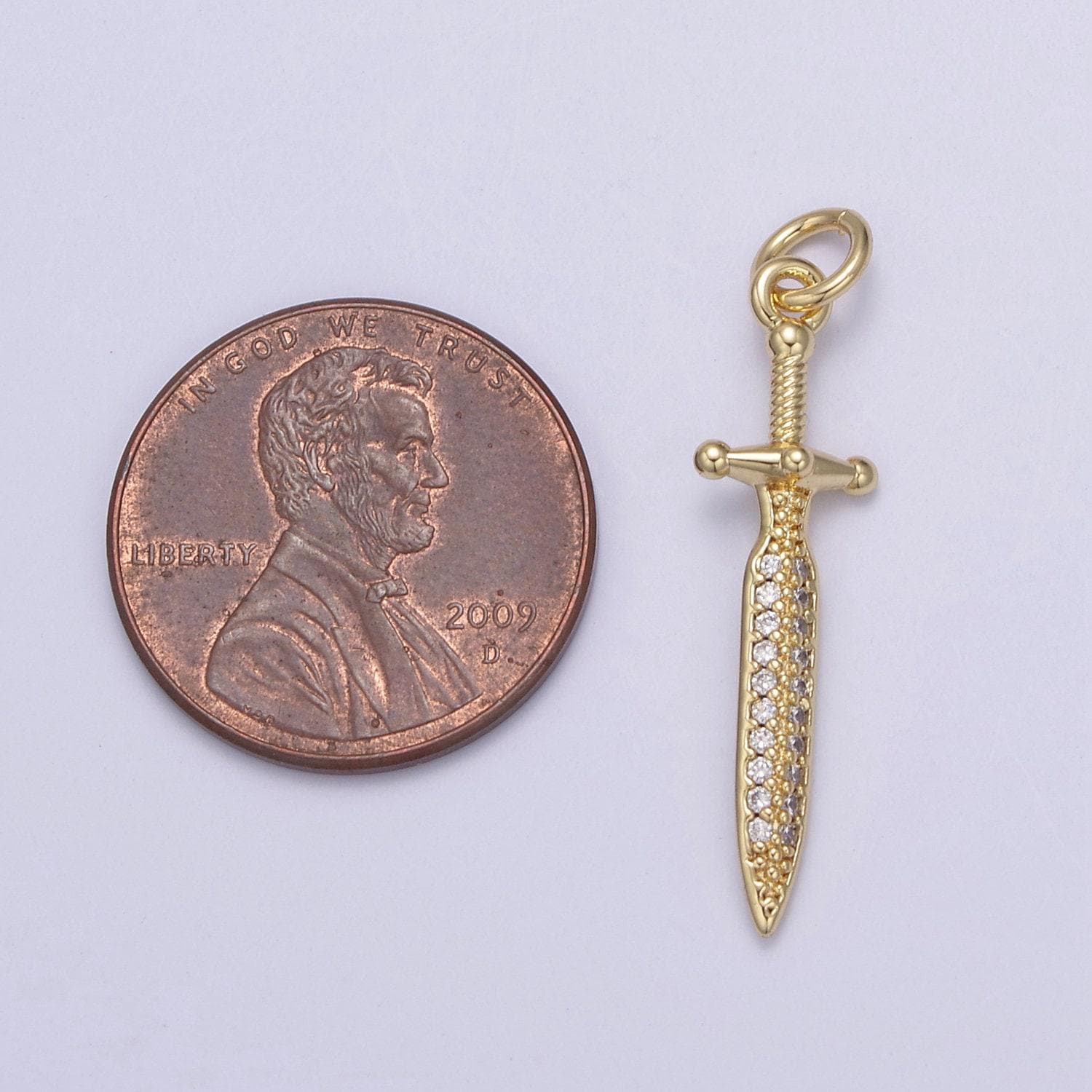 Dainty sword pendant in gold/silver small gladius dagger amulet cz pave | diy fashion charm add on necklace bracelet | n-781 n-782