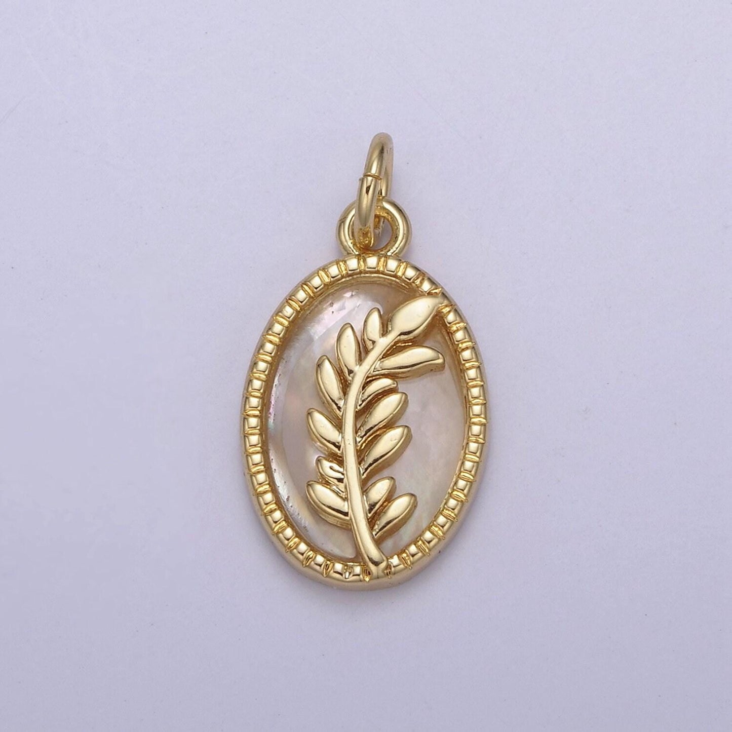14k gold filled pearl, tiger eye, abalone shell charm pendant olive branch charm for floral necklace bracelet jewelry making n-770