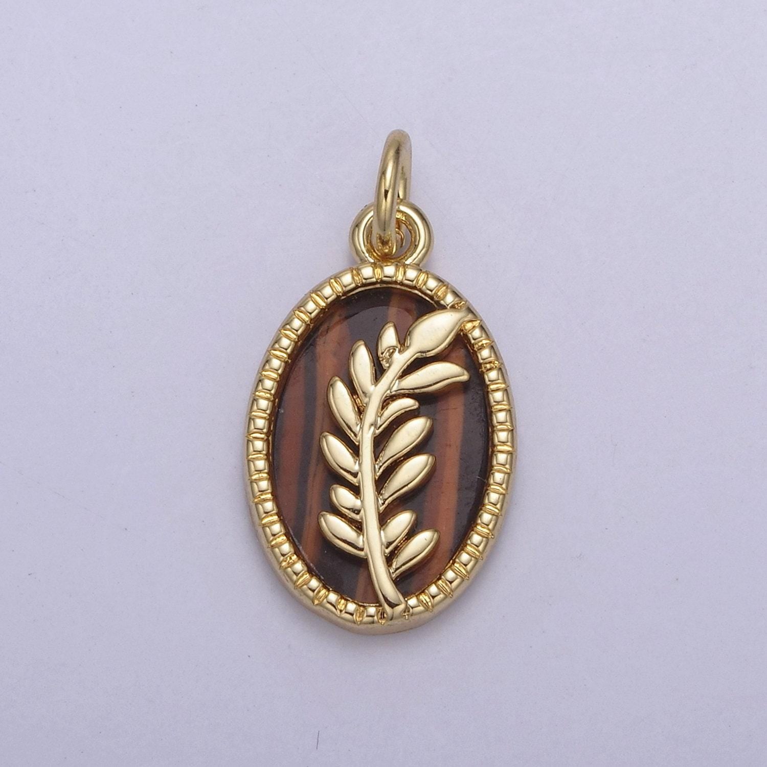 14k gold filled pearl, tiger eye, abalone shell charm pendant olive branch charm for floral necklace bracelet jewelry making n-770