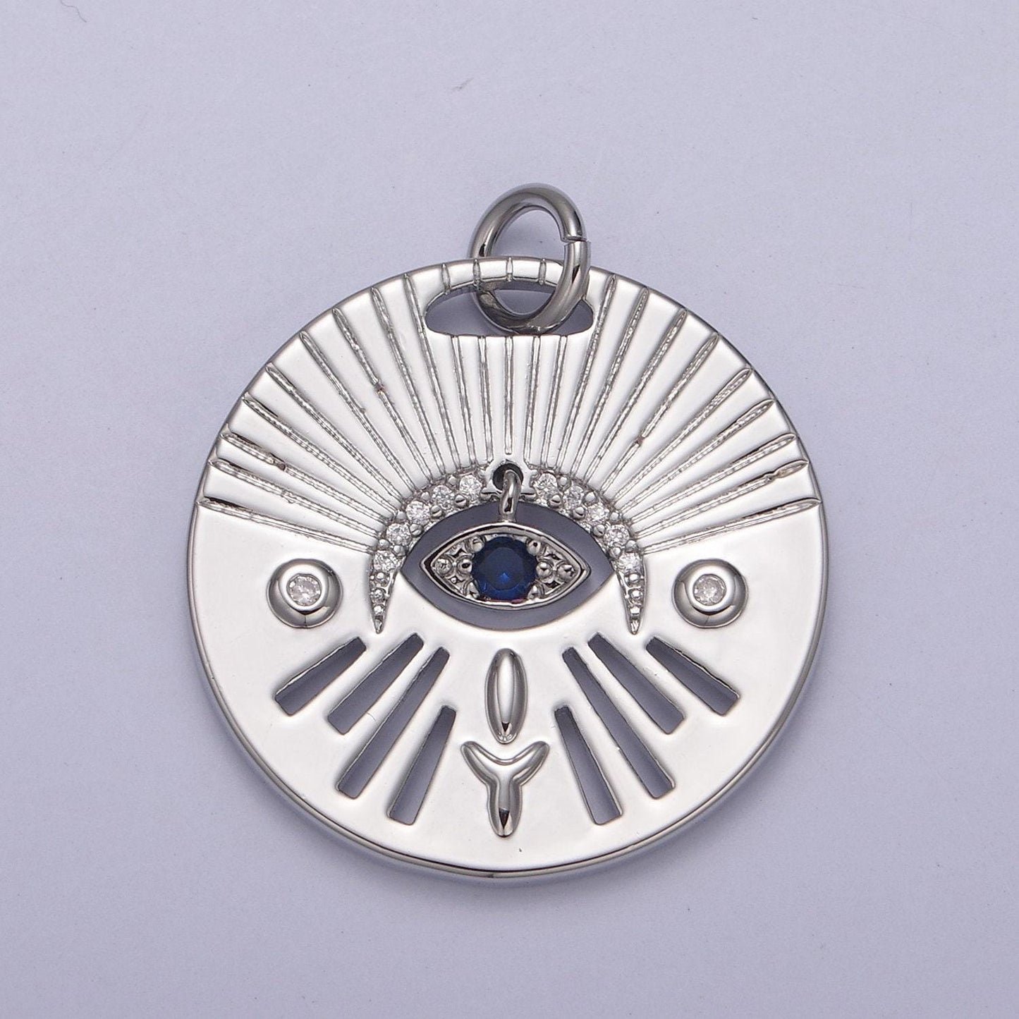 Bold evil eye pendant micro pave in gold/silver dangling eye amulet | diy fashion jewelry charm add on necklace bracelet eearring | n-763
