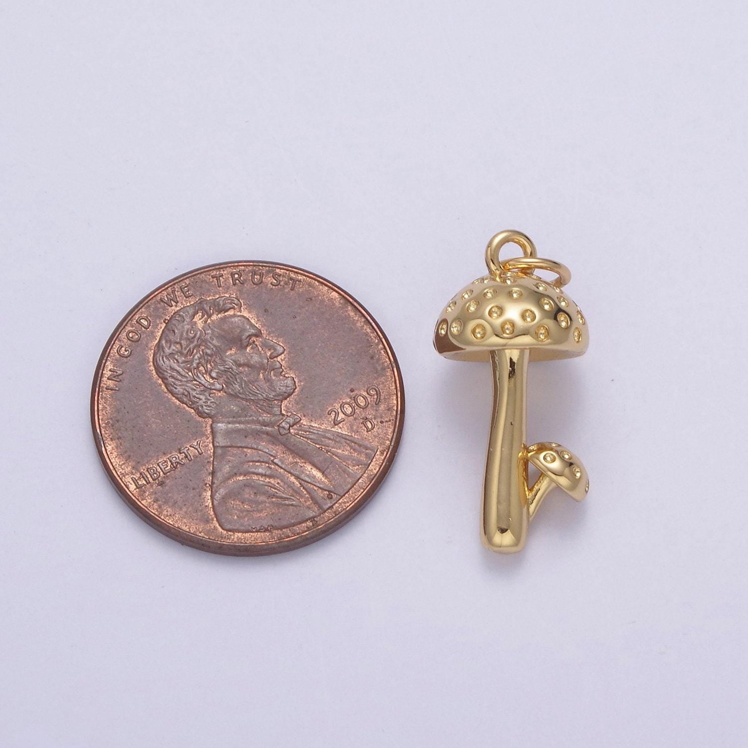 Dainty mushroom pendant 14k gold filled | diy fashion jewelry charm add on necklace bracelet earring | n-749