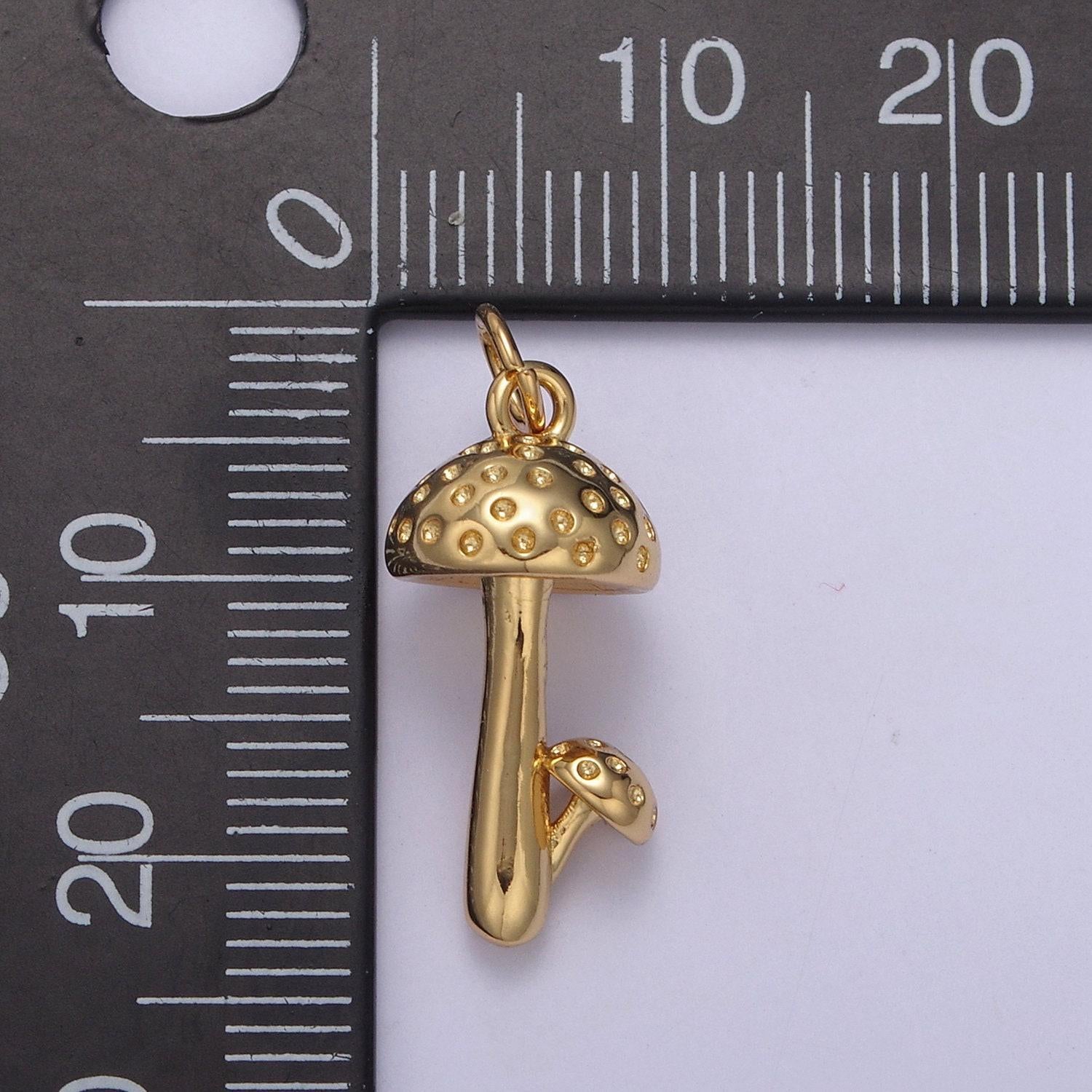 Dainty mushroom pendant 14k gold filled | diy fashion jewelry charm add on necklace bracelet earring | n-749