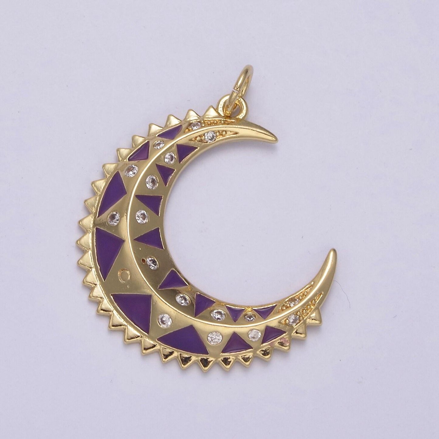 Dainty crescent moon pendant, multiple enamel color options | diy fashion jewelry charm for necklace bracelet earring | n-736