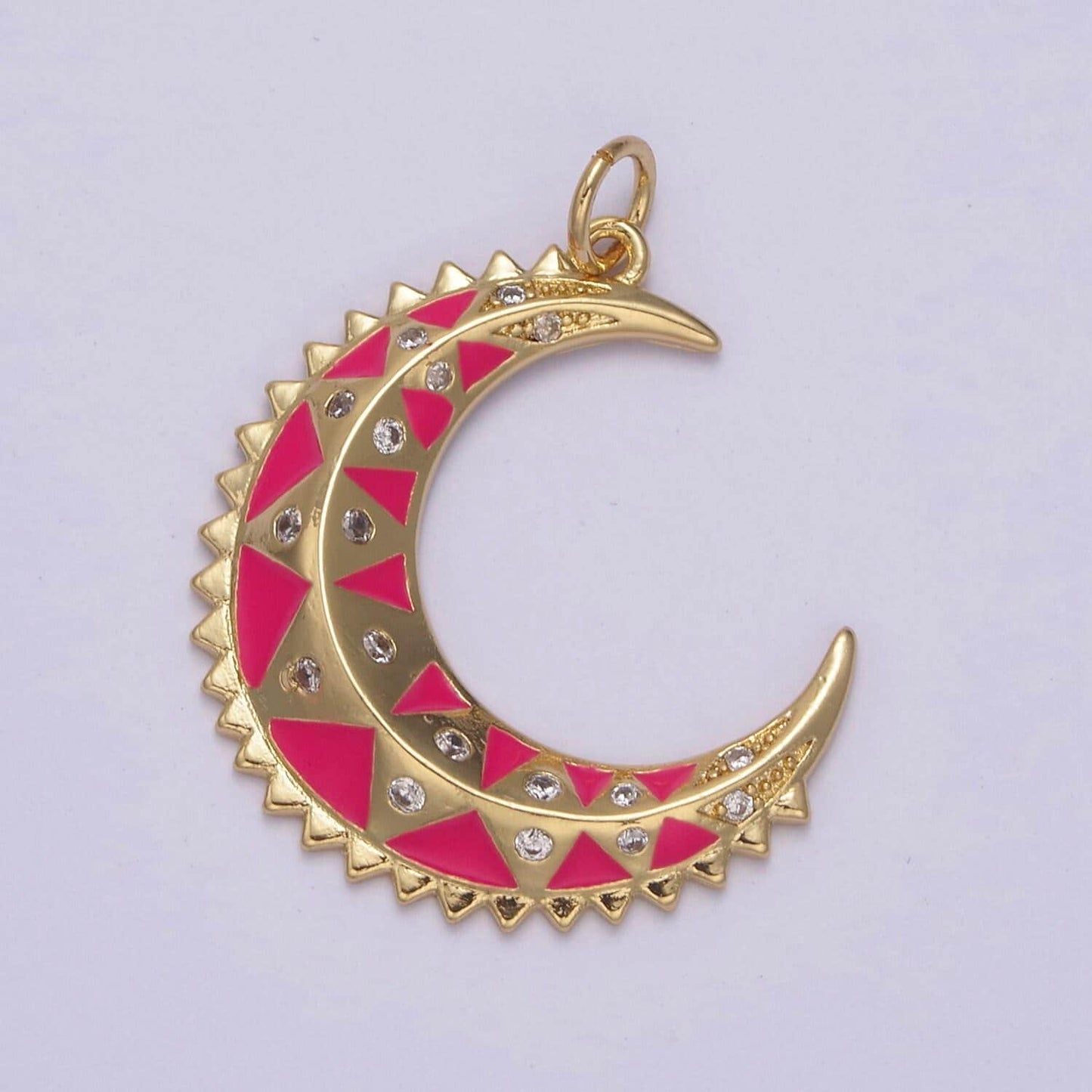 Dainty crescent moon pendant, multiple enamel color options | diy fashion jewelry charm for necklace bracelet earring | n-736