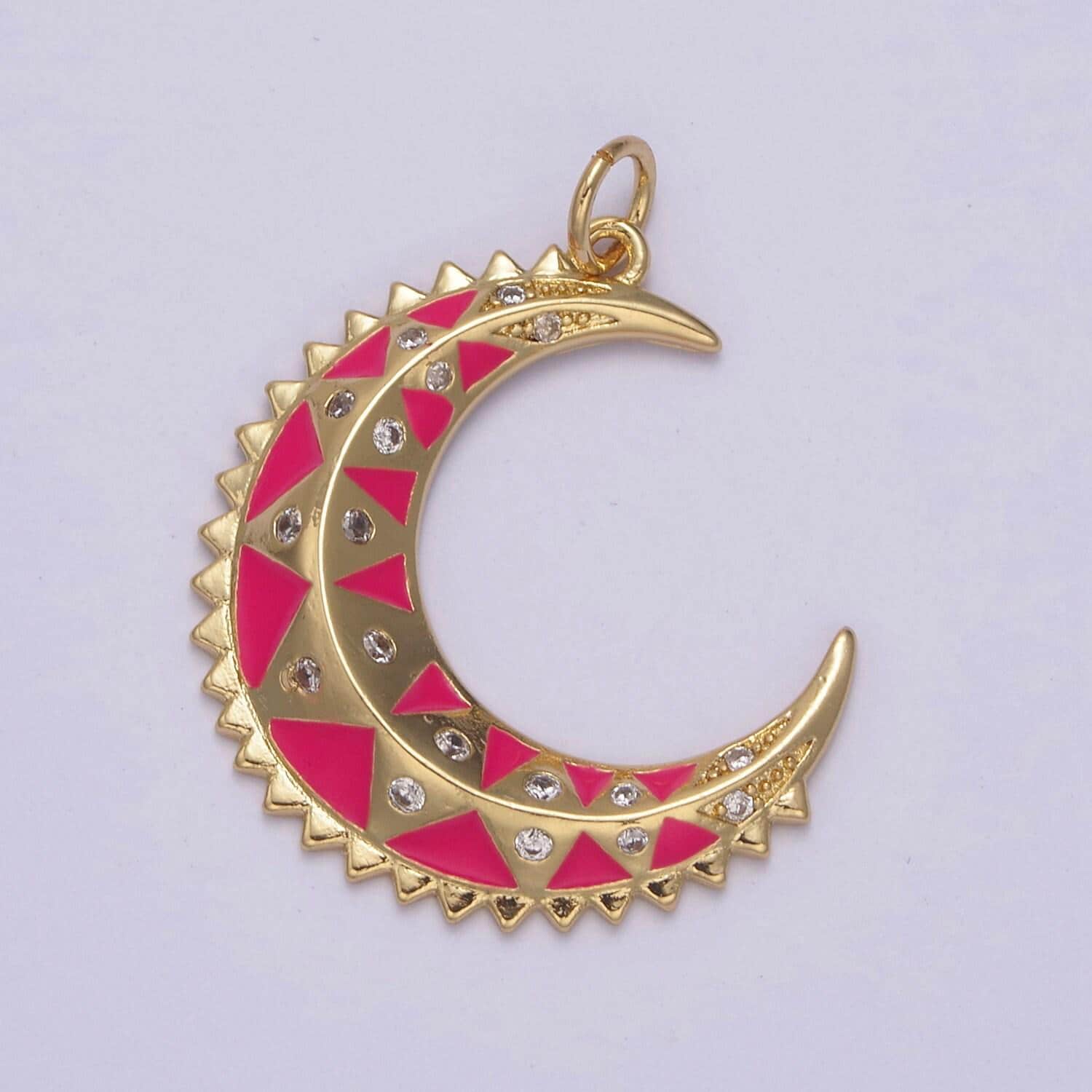 Dainty crescent moon pendant, multiple enamel color options | diy fashion jewelry charm for necklace bracelet earring | n-736