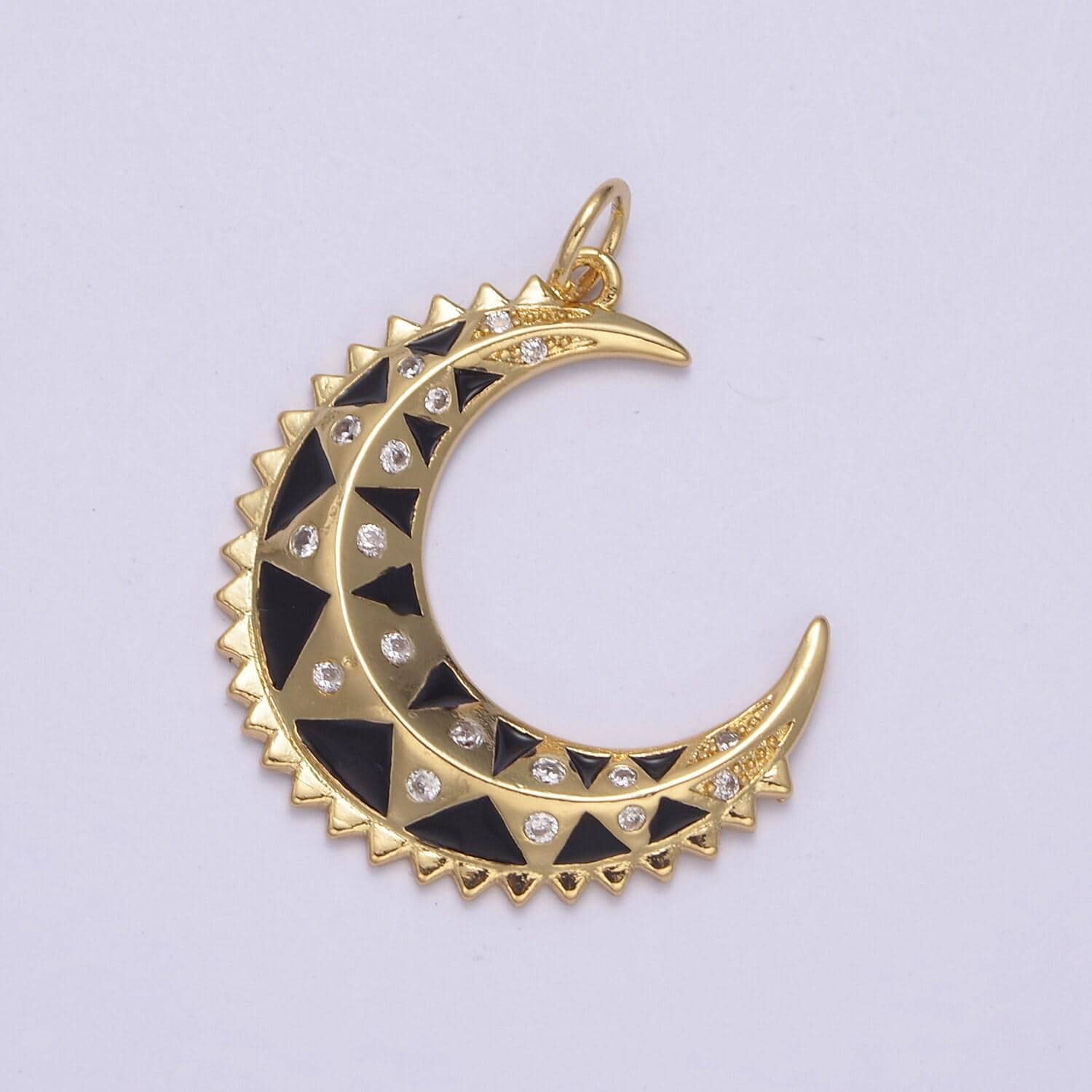 Dainty crescent moon pendant, multiple enamel color options | diy fashion jewelry charm for necklace bracelet earring | n-736