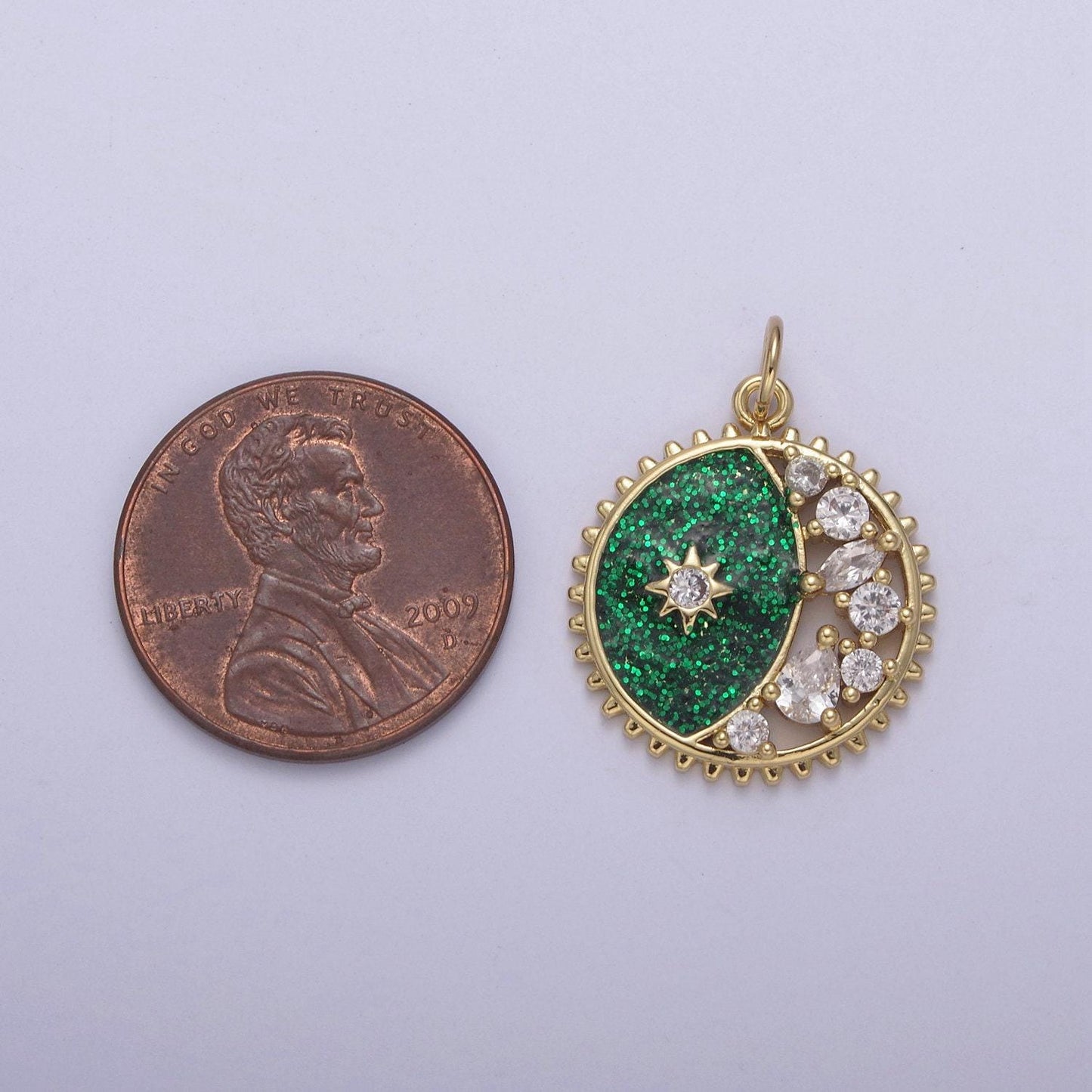 Starburst star glitter sparkle coin charm celestial pendant | diy fashion jewelry add on necklace bracelet earring | n-726