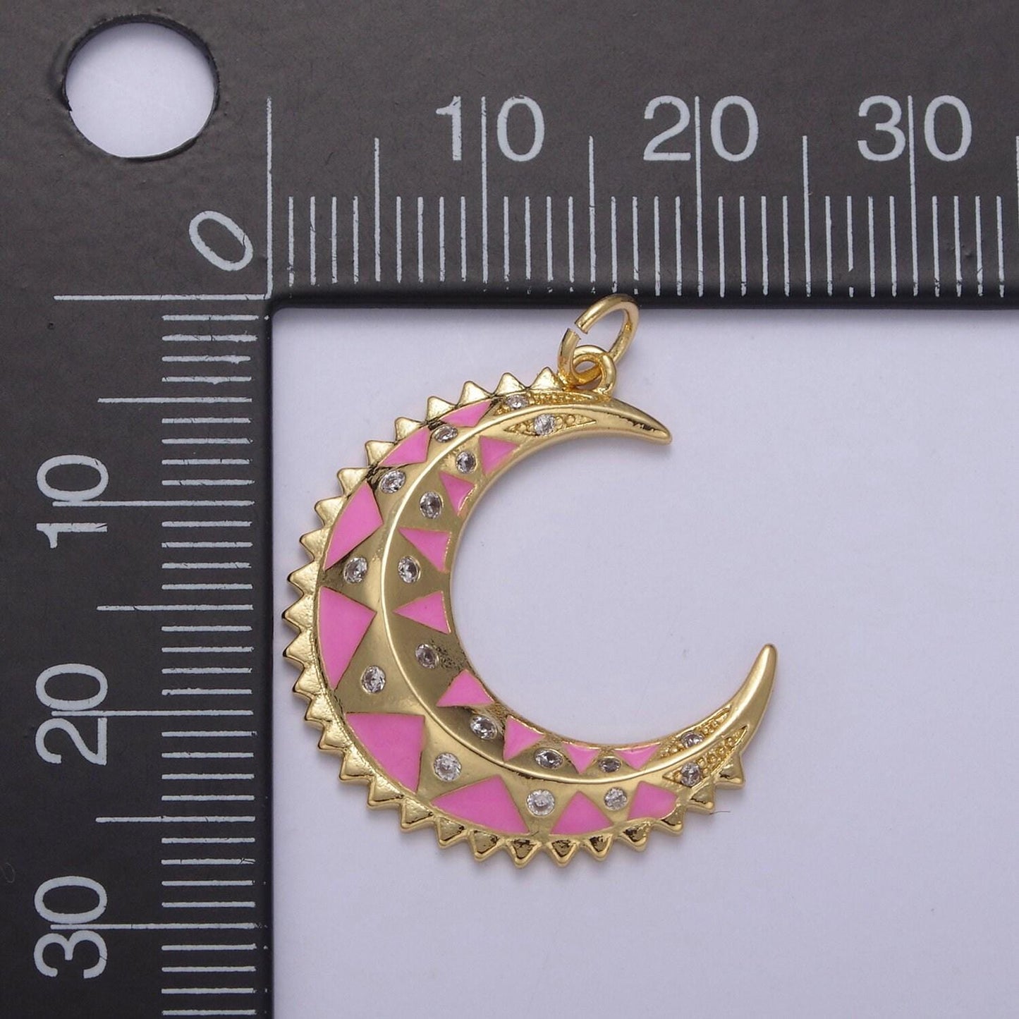 Dainty crescent moon pendant, multiple enamel color options | diy fashion jewelry charm for necklace bracelet earring | n-736