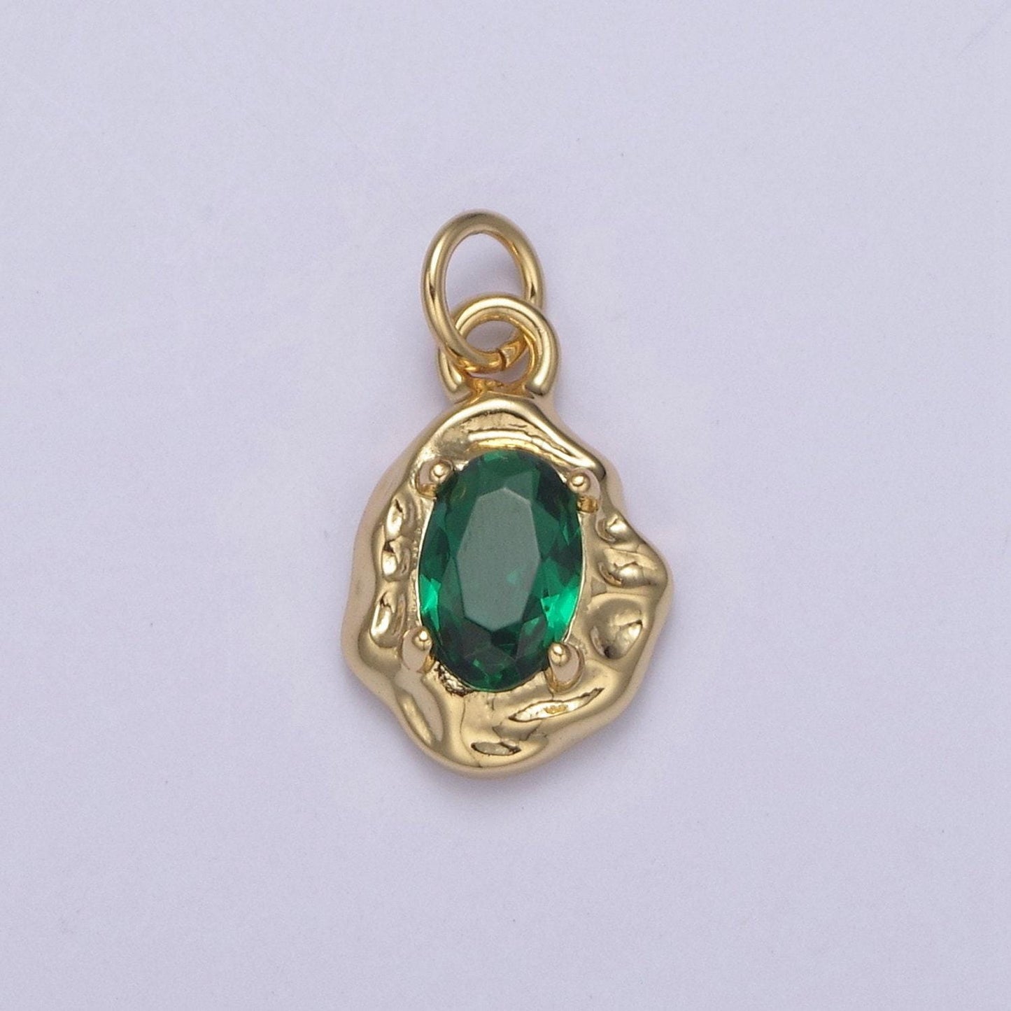Mini gold rustic charm with colorful cubic zirconia stone option | diy fashion pendant jewelry necklace bracelet earring | n-715