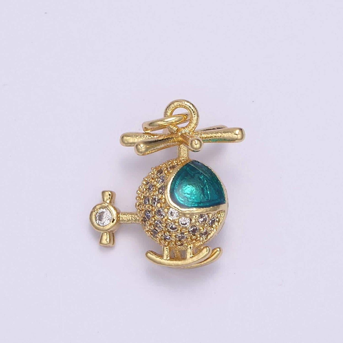 Gold helicopter charm necklace - helicopter pendant - chopper whirlybird jewelry making n-710
