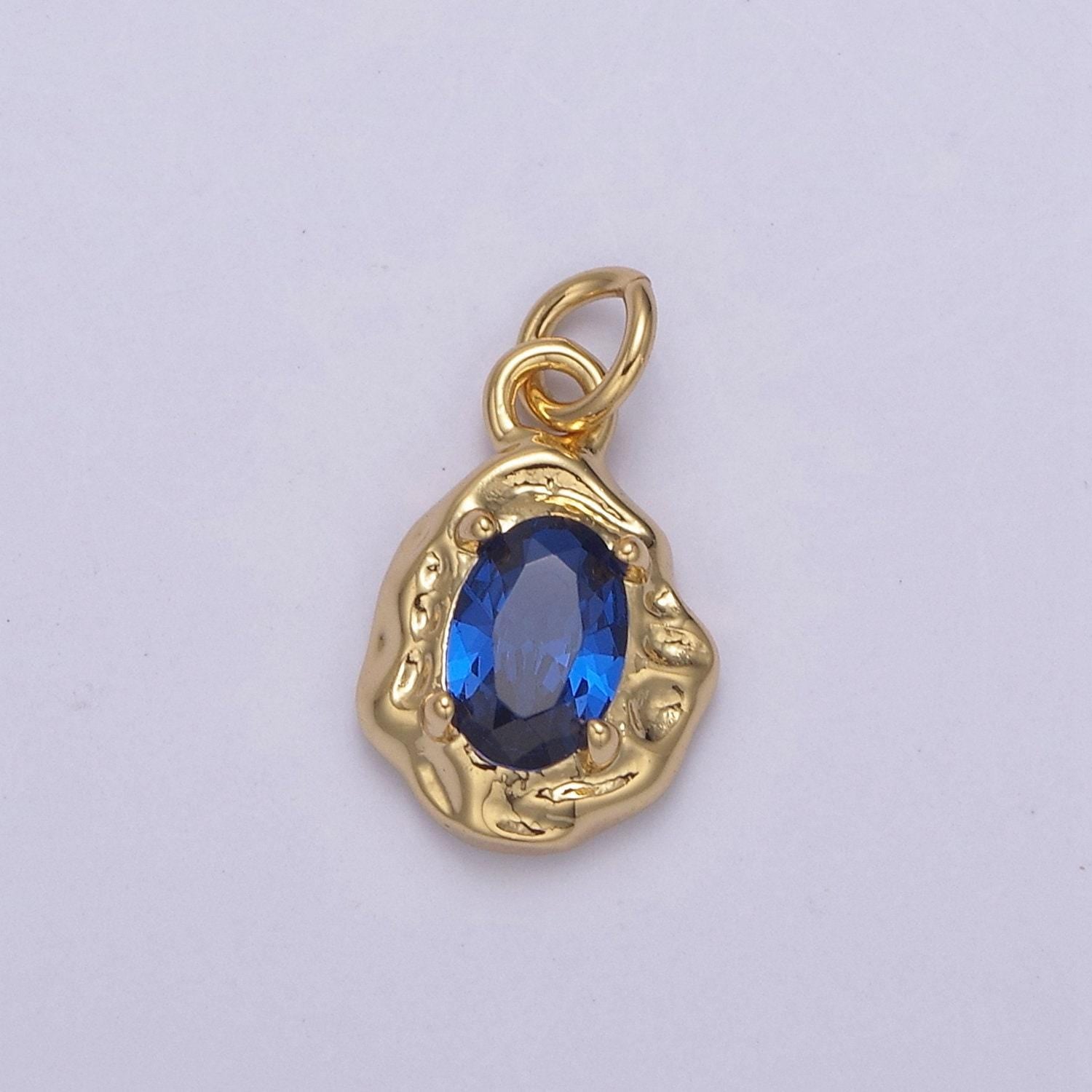 Mini gold rustic charm with colorful cubic zirconia stone option | diy fashion pendant jewelry necklace bracelet earring | n-715