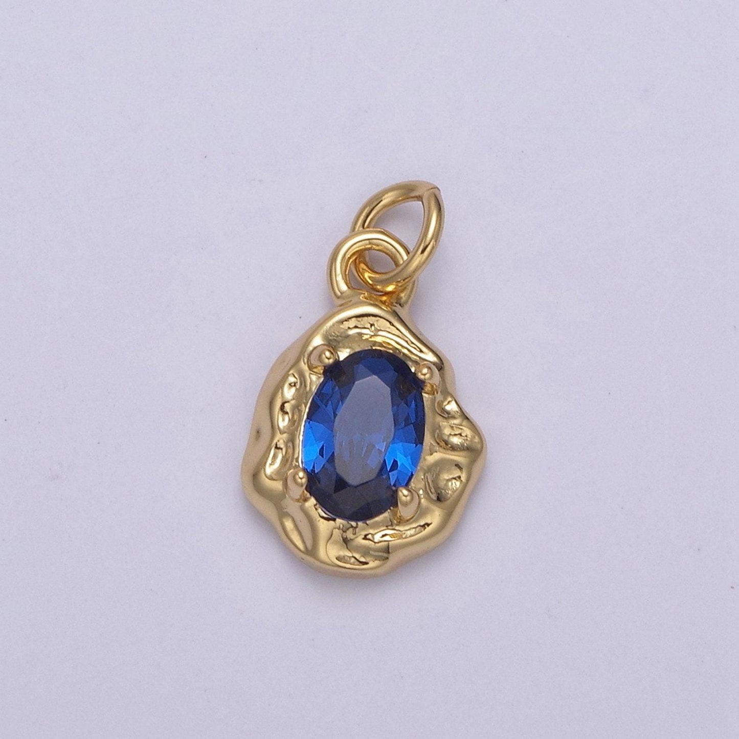 Mini gold rustic charm with colorful cubic zirconia stone option | diy fashion pendant jewelry necklace bracelet earring | n-716