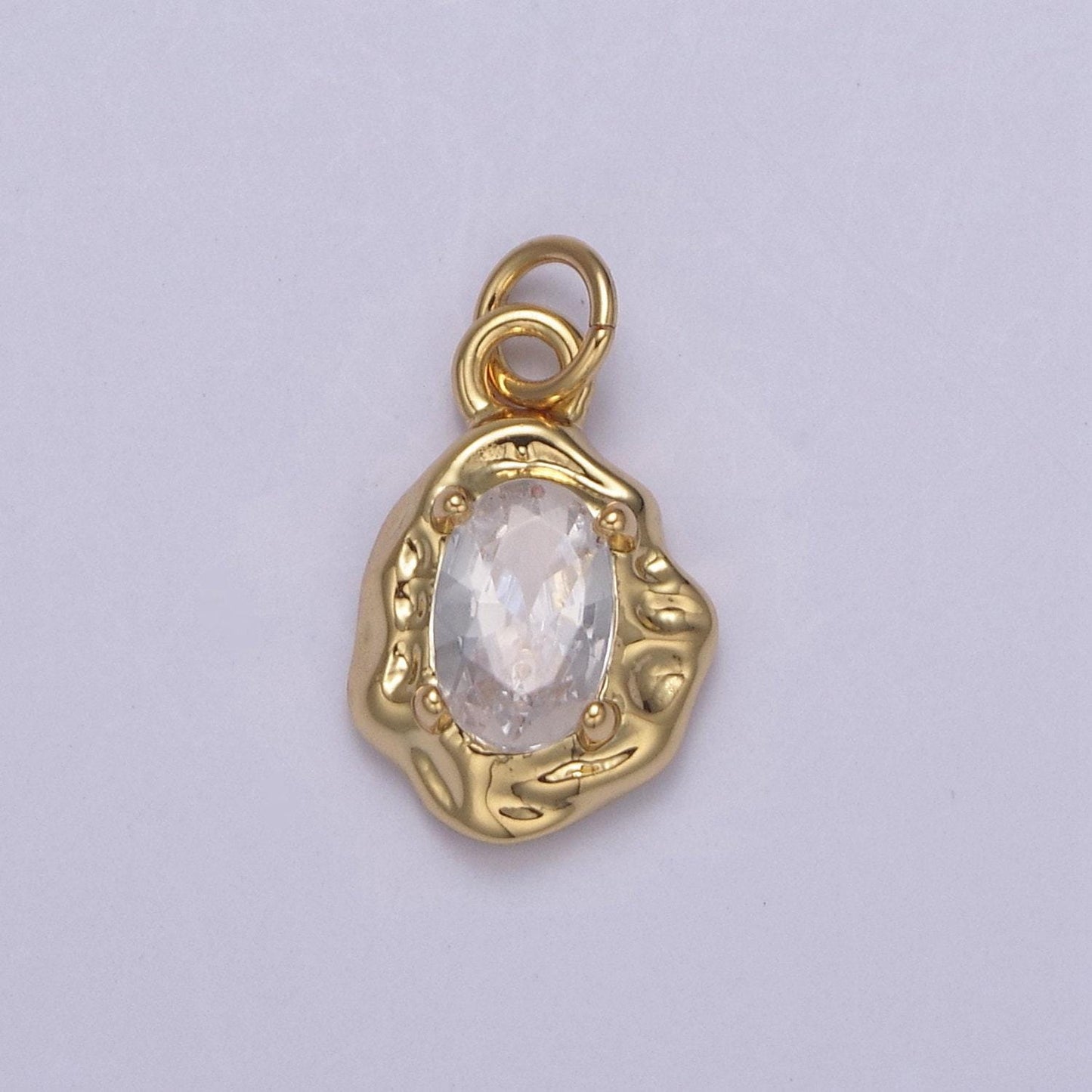 Mini gold rustic charm with colorful cubic zirconia stone option | diy fashion pendant jewelry necklace bracelet earring | n-715