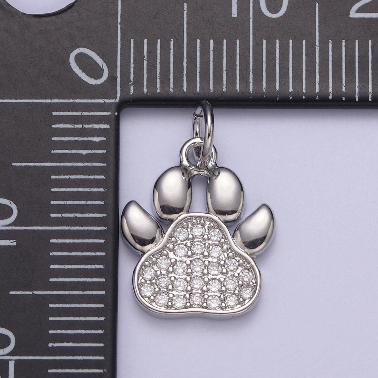 Mini dog cat bear paw print pendant in silver or gold, micro cz pave | diy fashion jewelry charm for necklace bracelet earring | n-685