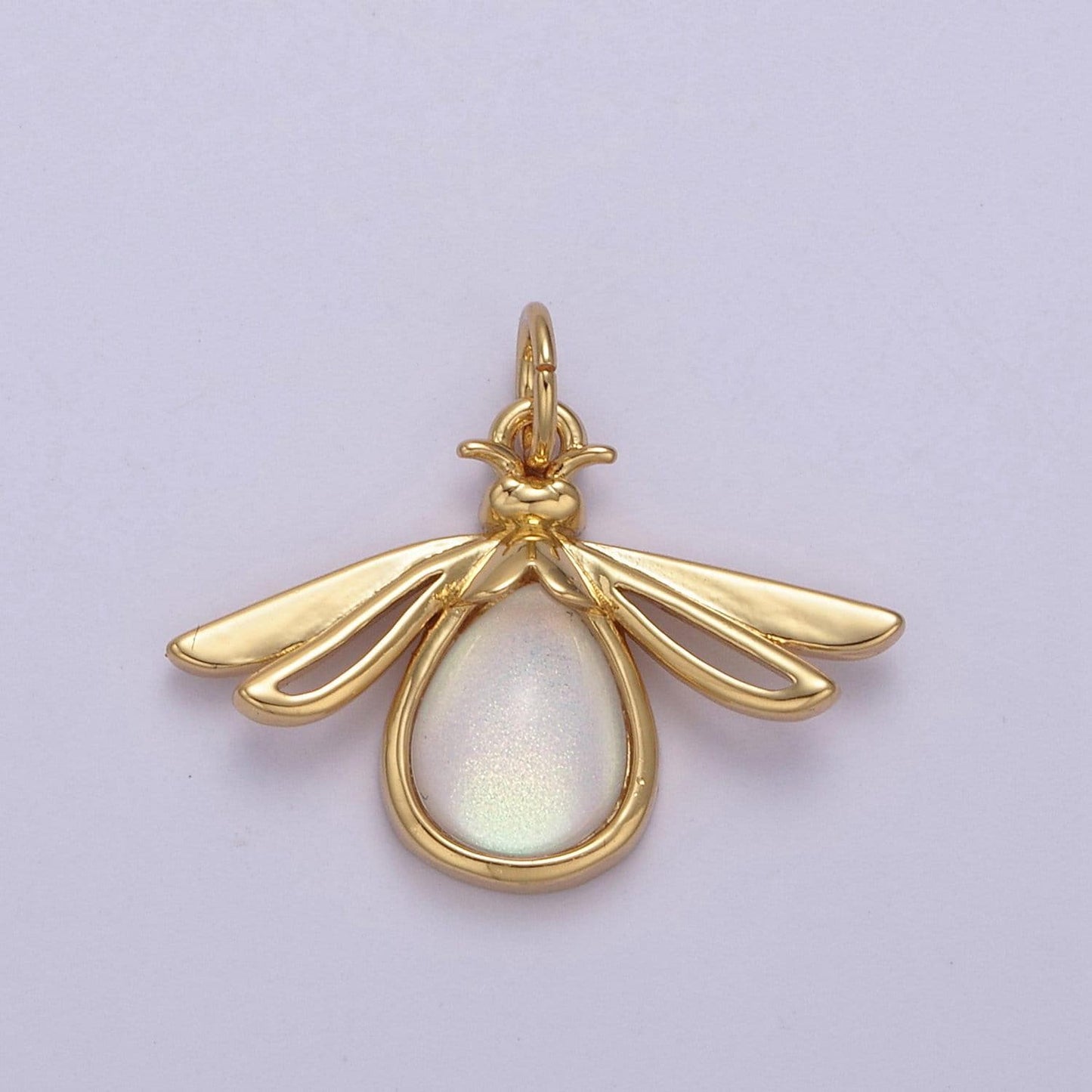Dainty firefly dangle pendant in gold or silver with clear or green stone | diy fashion jewelry charm for necklace bracelet earring | n-677