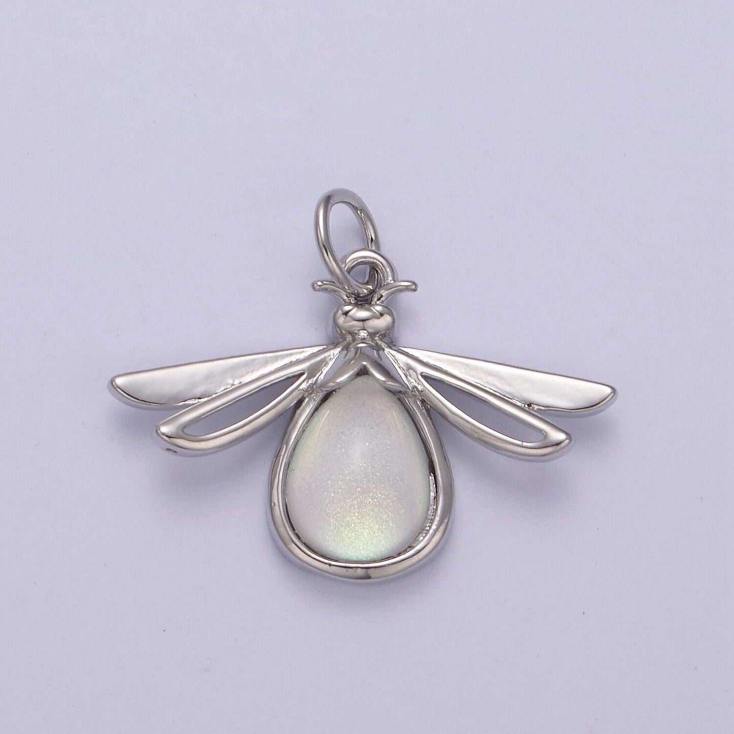 Dainty firefly dangle pendant in gold or silver with clear or green stone | diy fashion jewelry charm for necklace bracelet earring | n-677