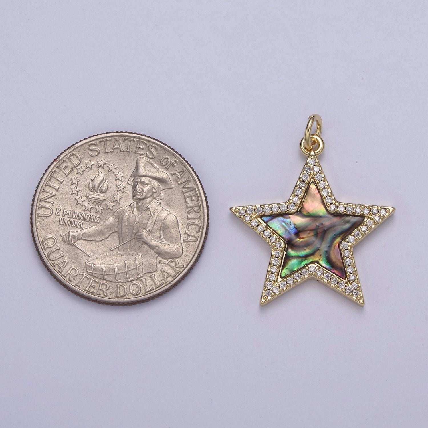 14k gold filled pearl, tiger eye, turquoise abalone shell charm pendant star charm for celestial necklace bracelet jewelry making n-657