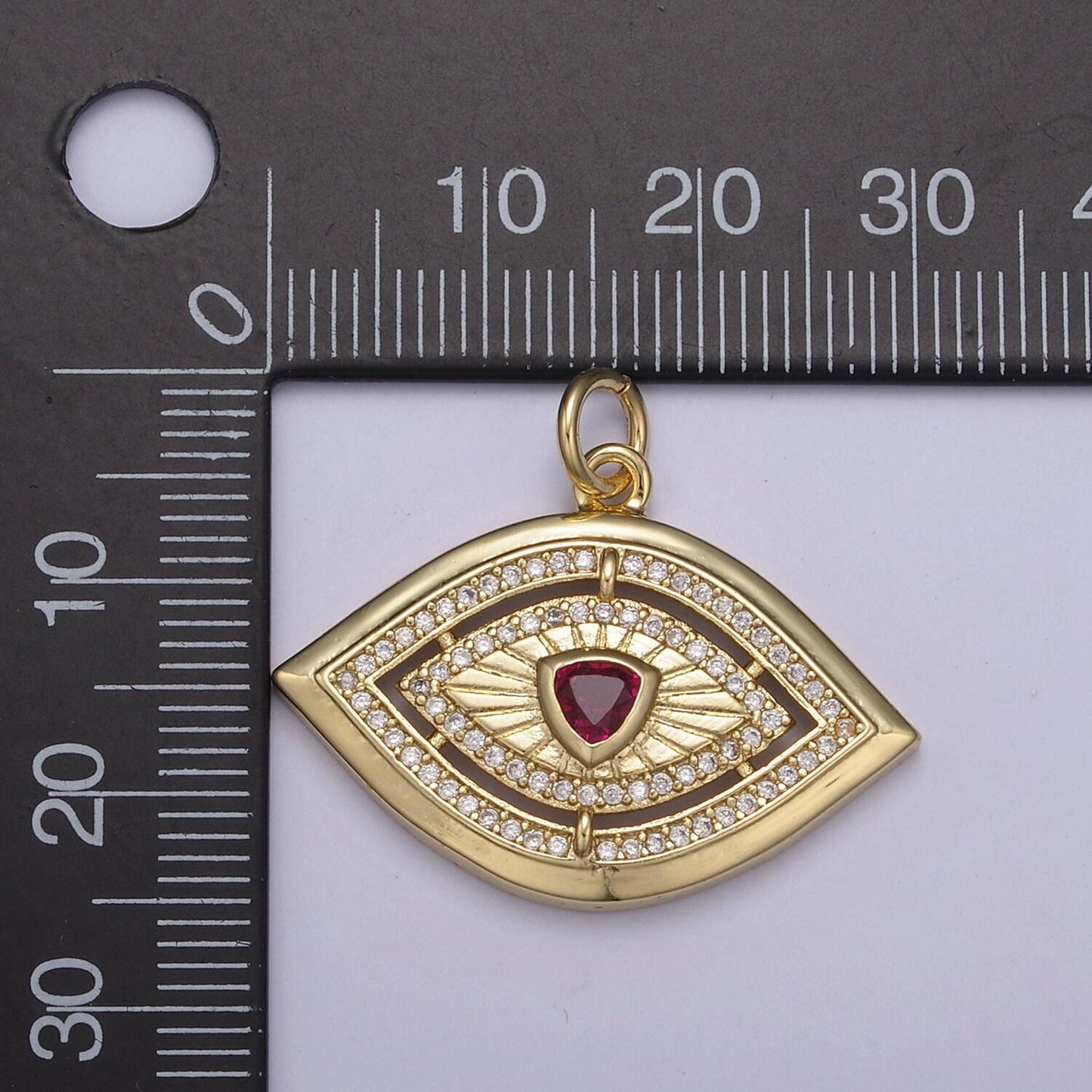 Gold evil eye pendant 14k gold filled eye charm- minimalist jewelry medallion pendant clear blue green red cz layering stacking n-653