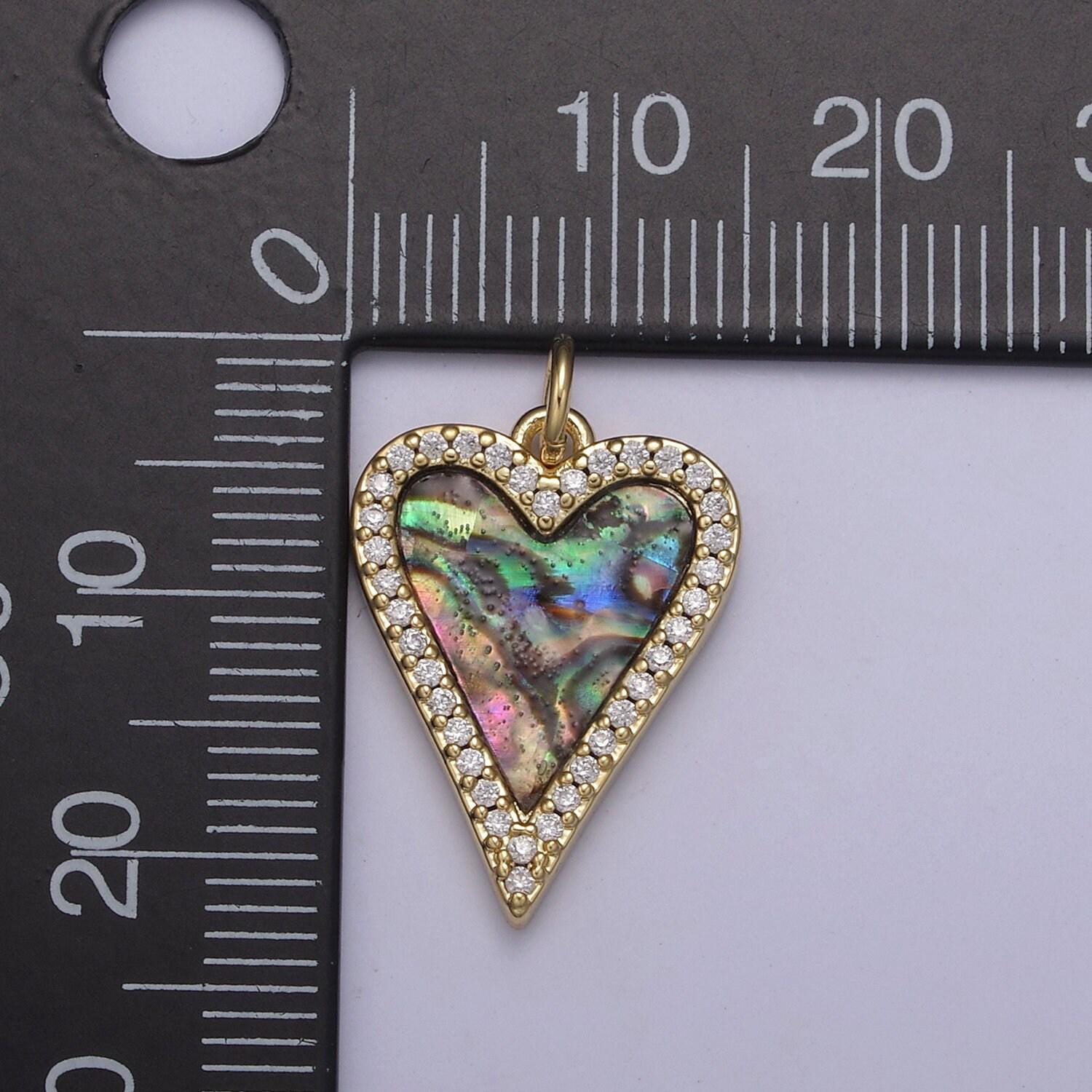 14k gold filled pearl, tiger eye, turquoise abalone shell charm pendant, heart love charm for necklace bracelet jewelry making n-640