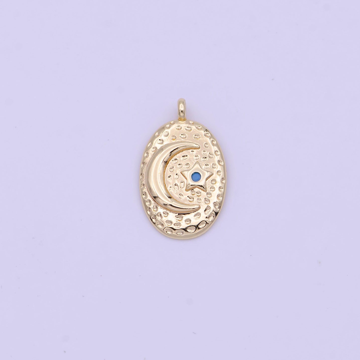 Mini gold crescent moon charm with star for add on charm celestial jewelry n-632