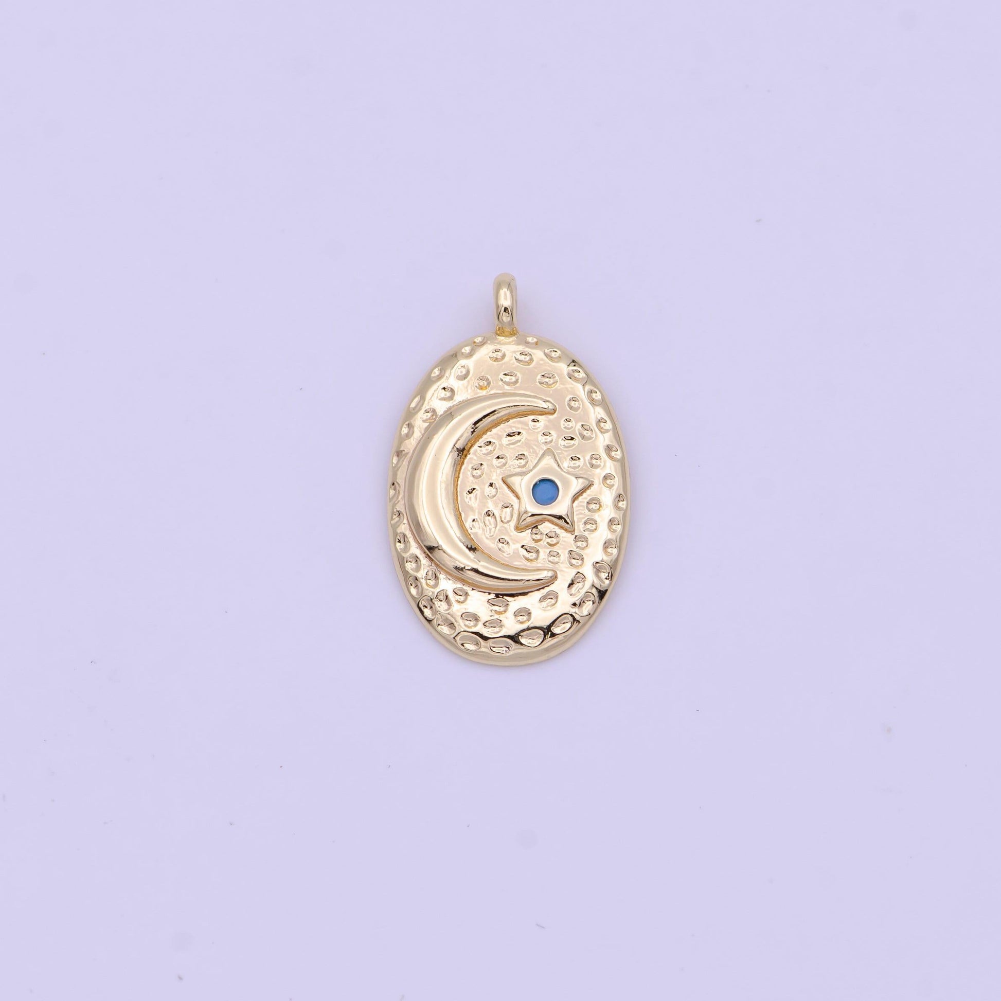 Mini gold crescent moon charm with star for add on charm celestial jewelry n-632
