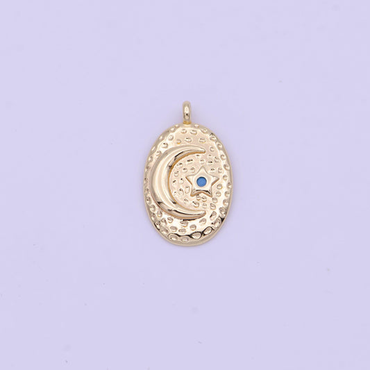 Mini gold crescent moon charm with star for add on charm celestial jewelry n-632