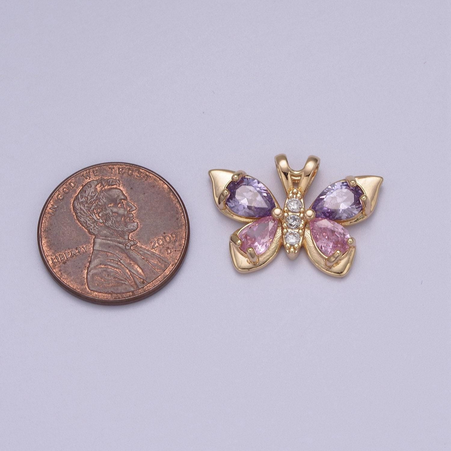 Dainty purple pink cz butterfly pendant | diy charm necklace bracelet earring | supply n-582