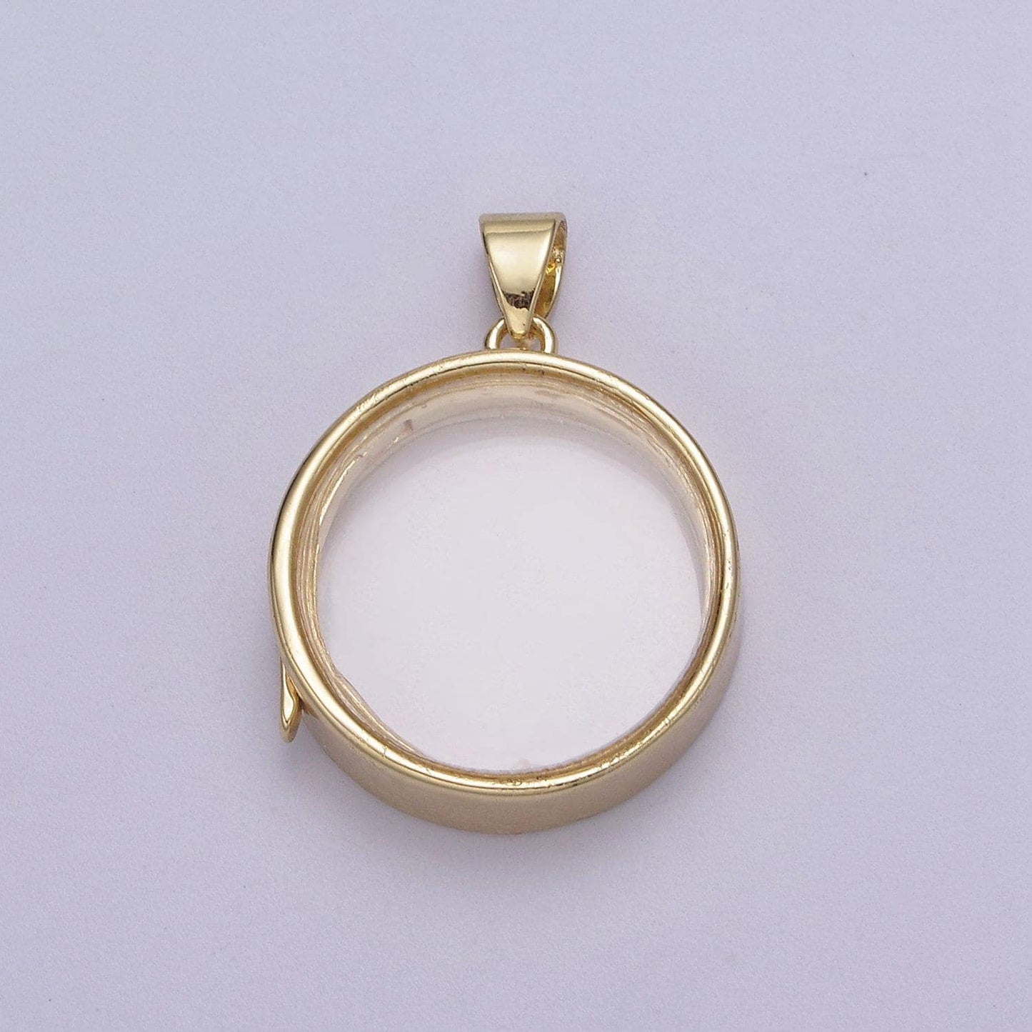 Dainty double sided round shaped glass case pendant locket customizable diy charm component necklace, bracelet | n-580