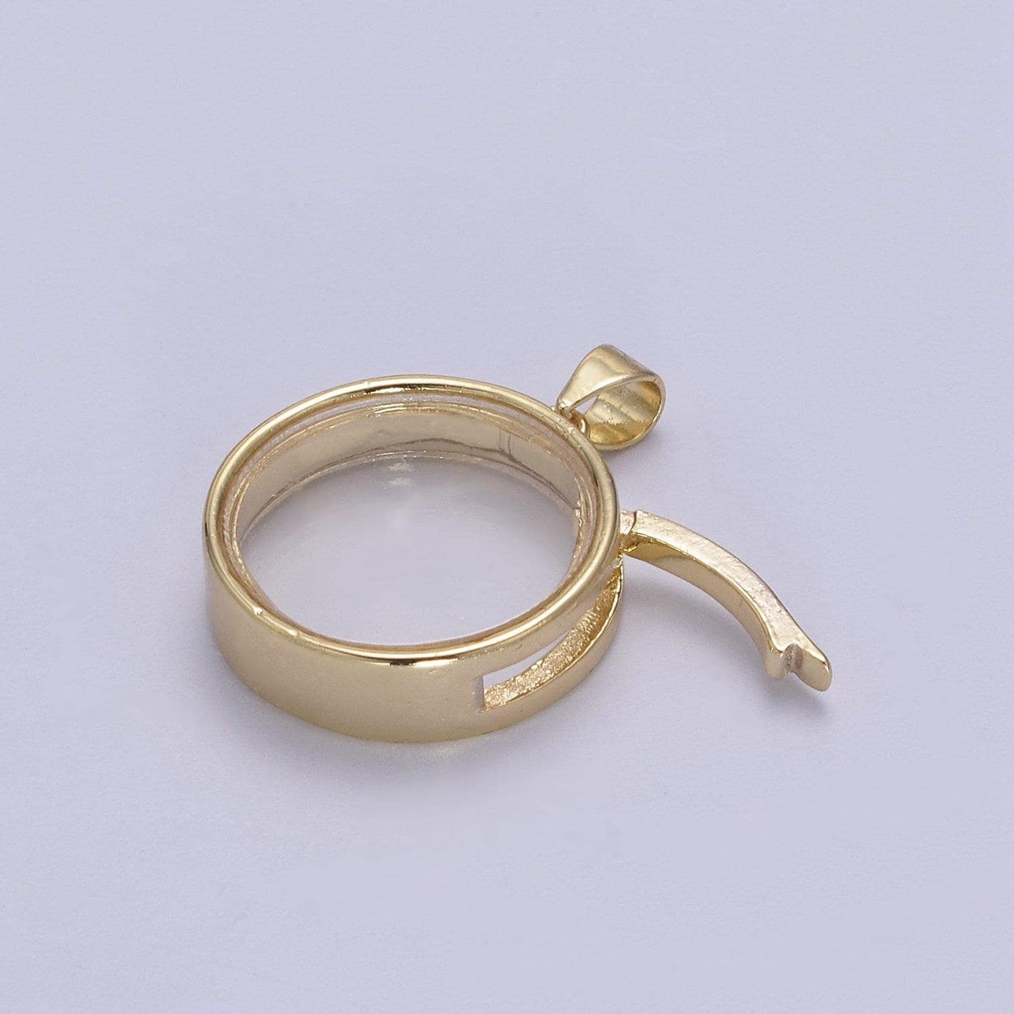Dainty double sided round shaped glass case pendant locket customizable diy charm component necklace, bracelet | n-580