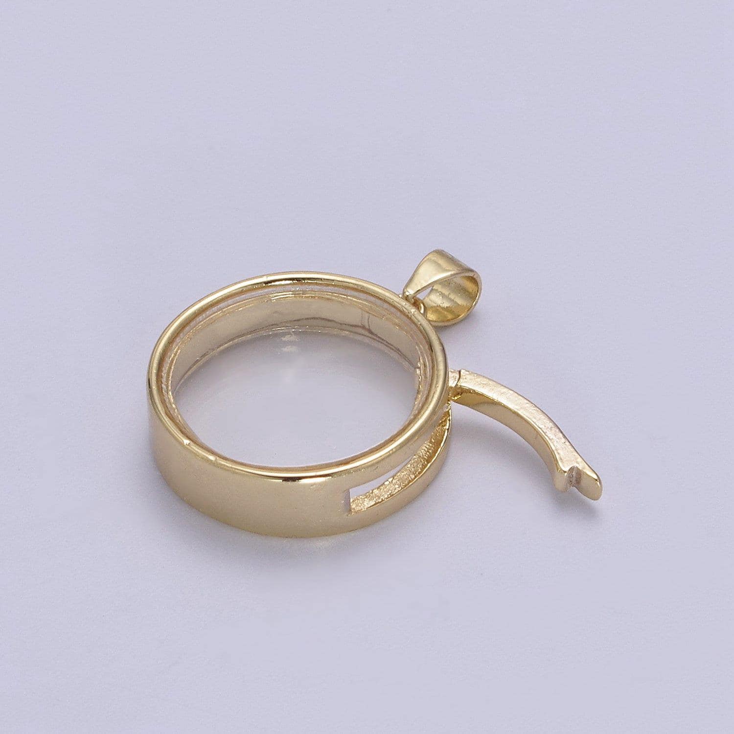 Dainty double sided round shaped glass case pendant locket customizable diy charm component necklace, bracelet | n-580