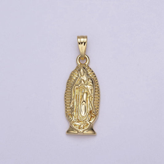 Gold lady guadalupe charm virgin mary pendant for religious jewelry making n-542
