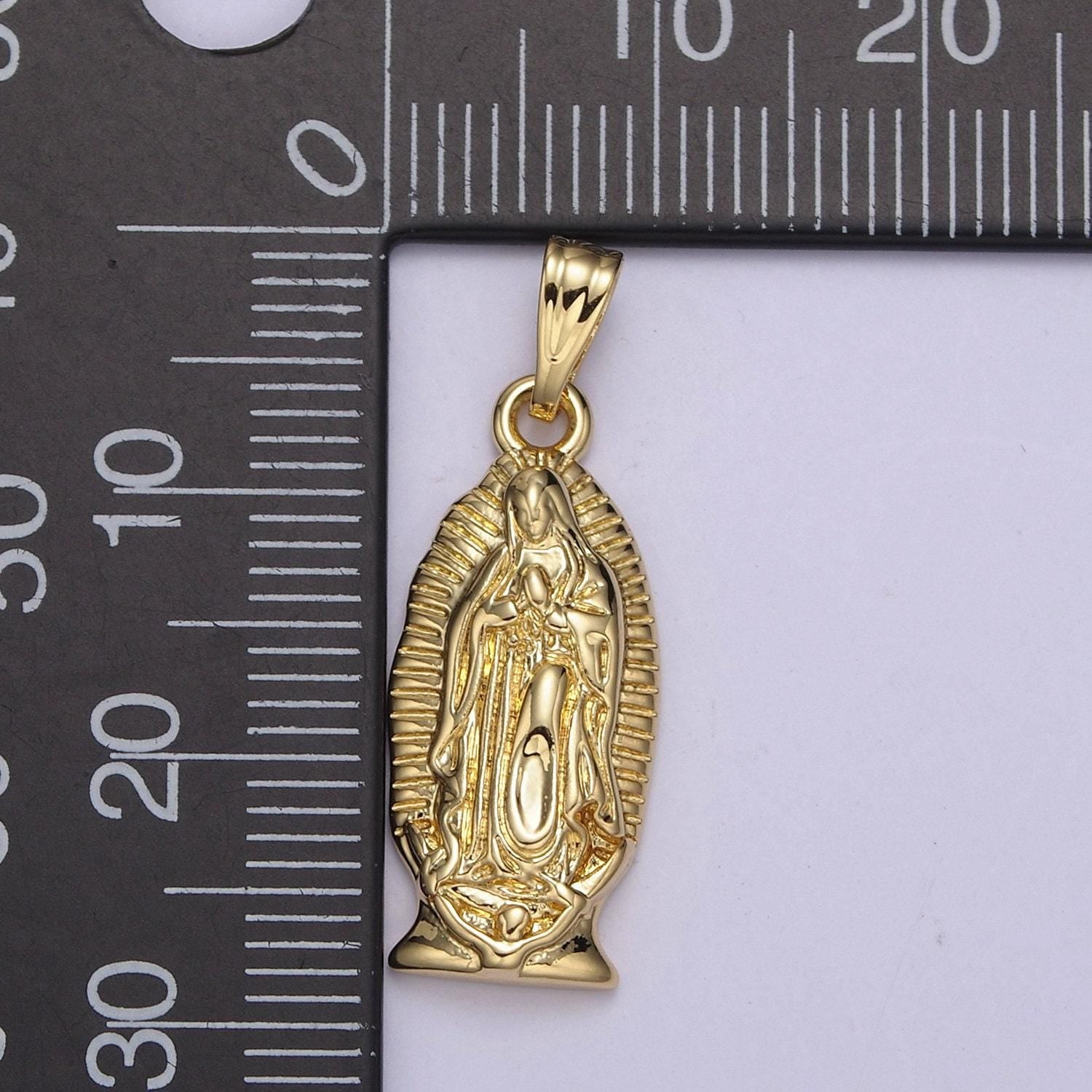 Gold lady guadalupe charm virgin mary pendant for religious jewelry making n-542