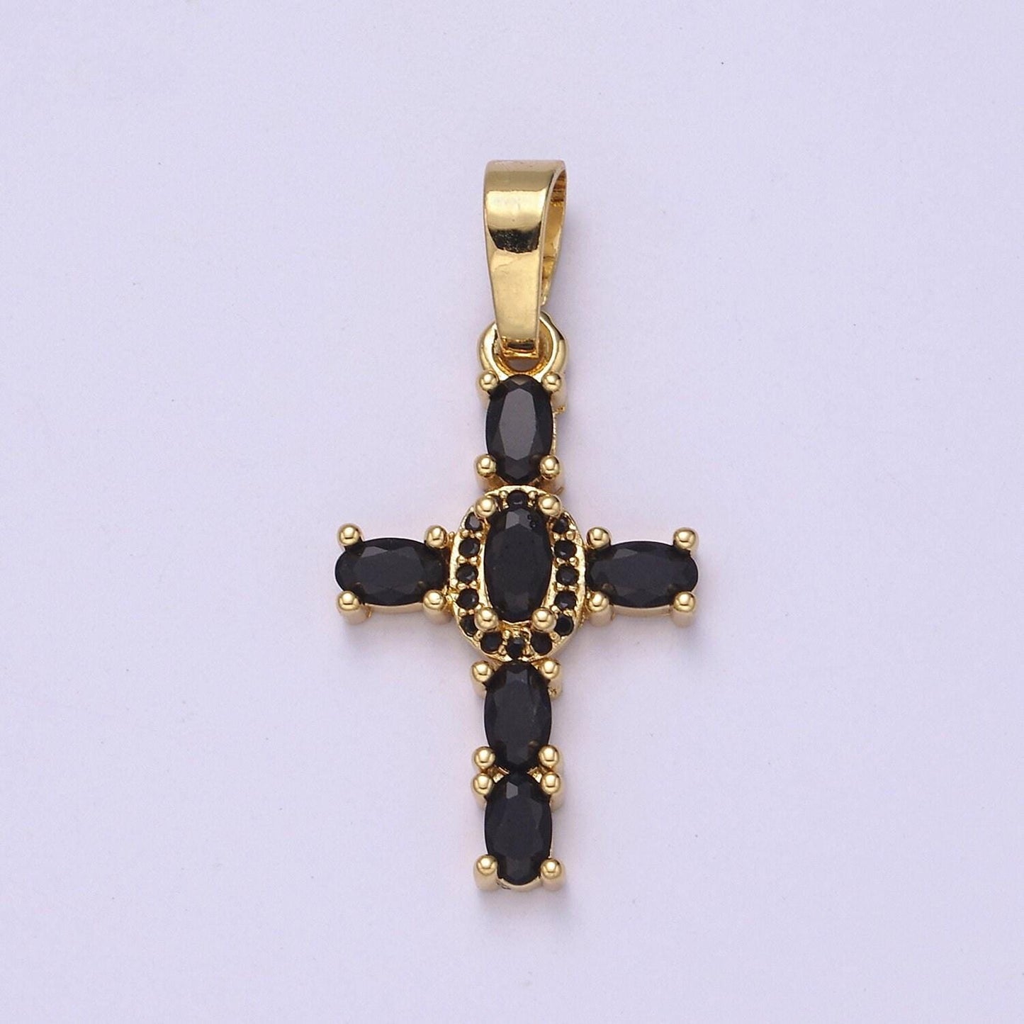 Dainty cz paved cross pendant 24k gold filled | 6 color variants | religious diy charm supply for bracelet necklace earring | i-031 n-537