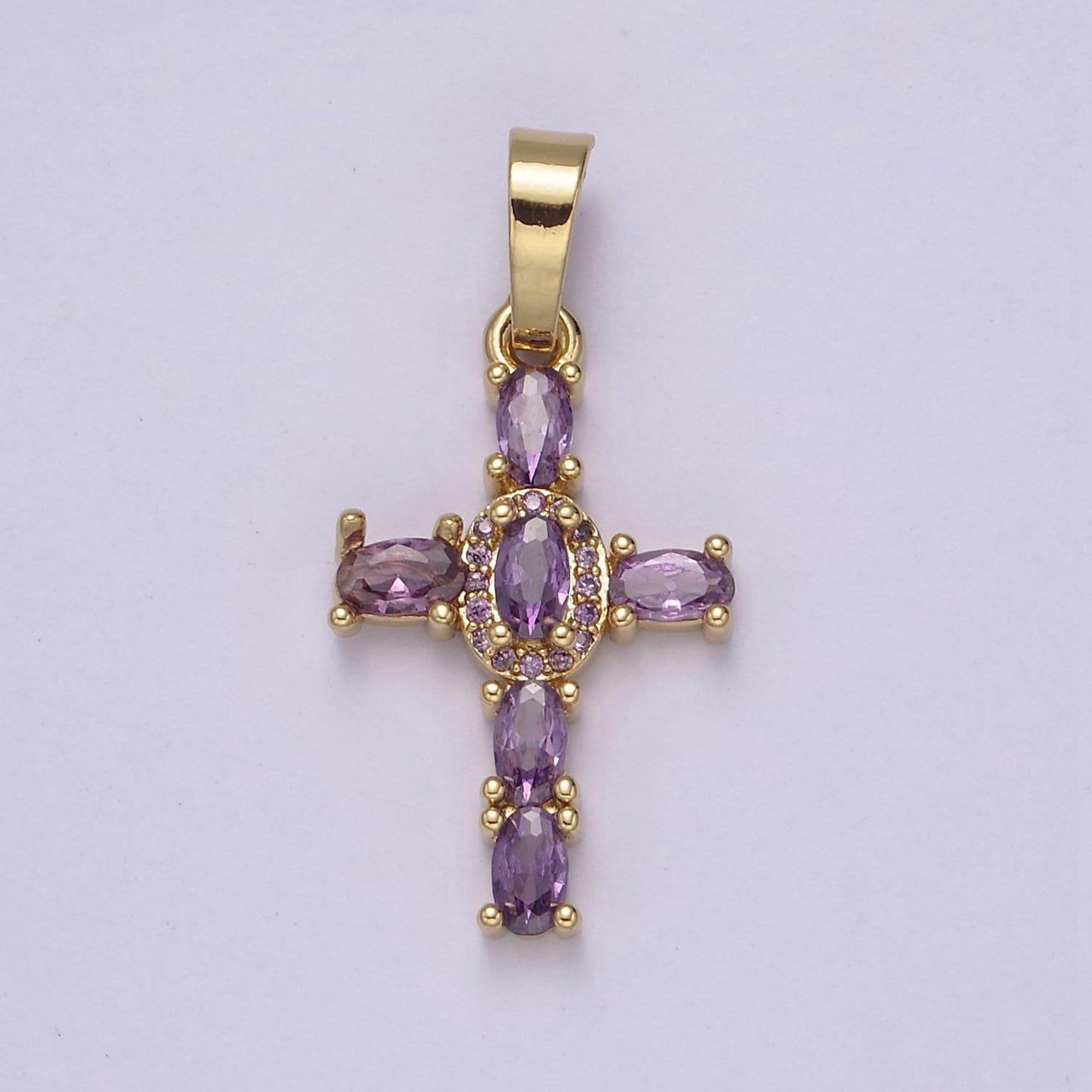 Dainty cz paved cross pendant 24k gold filled | 6 color variants | religious diy charm supply for bracelet necklace earring | i-031 n-537