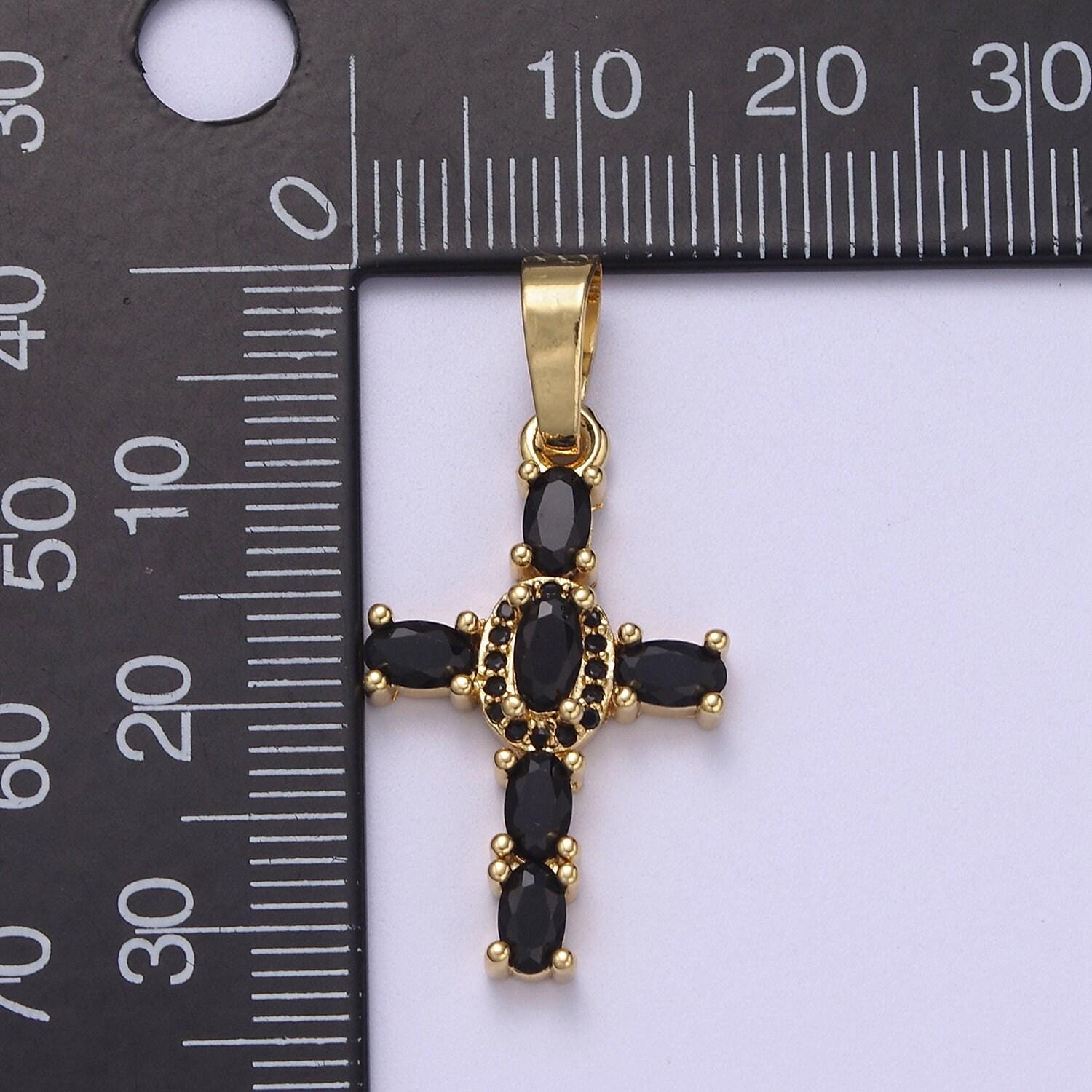 Dainty cz paved cross pendant 24k gold filled | 6 color variants | religious diy charm supply for bracelet necklace earring | i-031 n-537