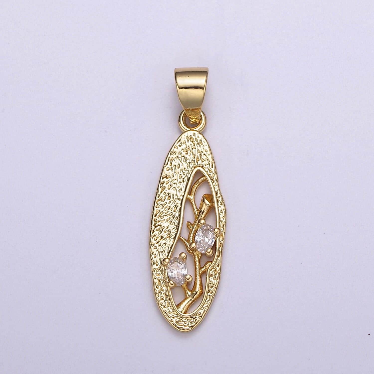 Dainty woods branche tree charm rustic oval pendant for necklace supply