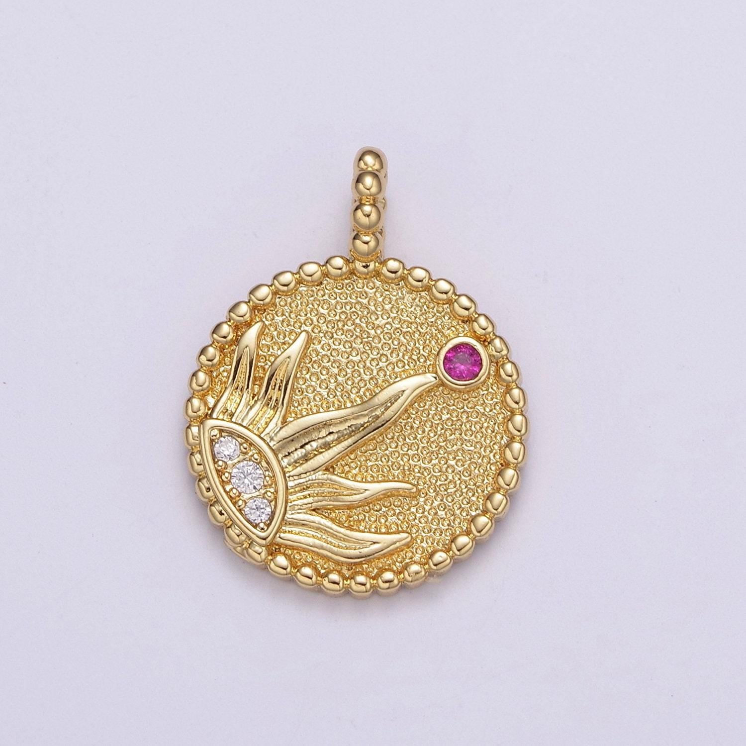 24k gold filled sun pendant radiant rays of sun charm solar system celestial symbol charm pendant | n-524