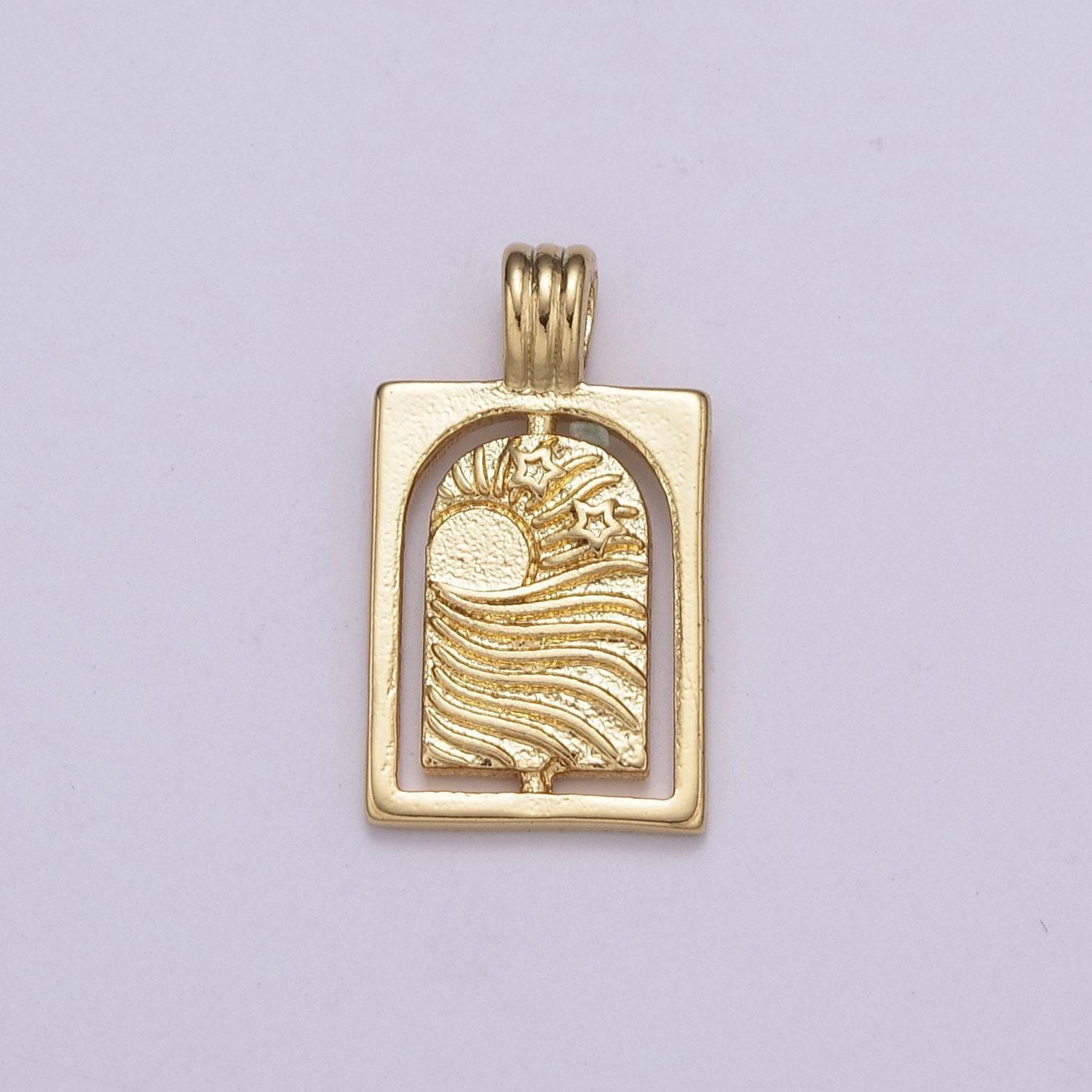 Breeze window tiny gold rustic charm mini window unique star moon sun wind charm for bracelet earring necklace supply n-521