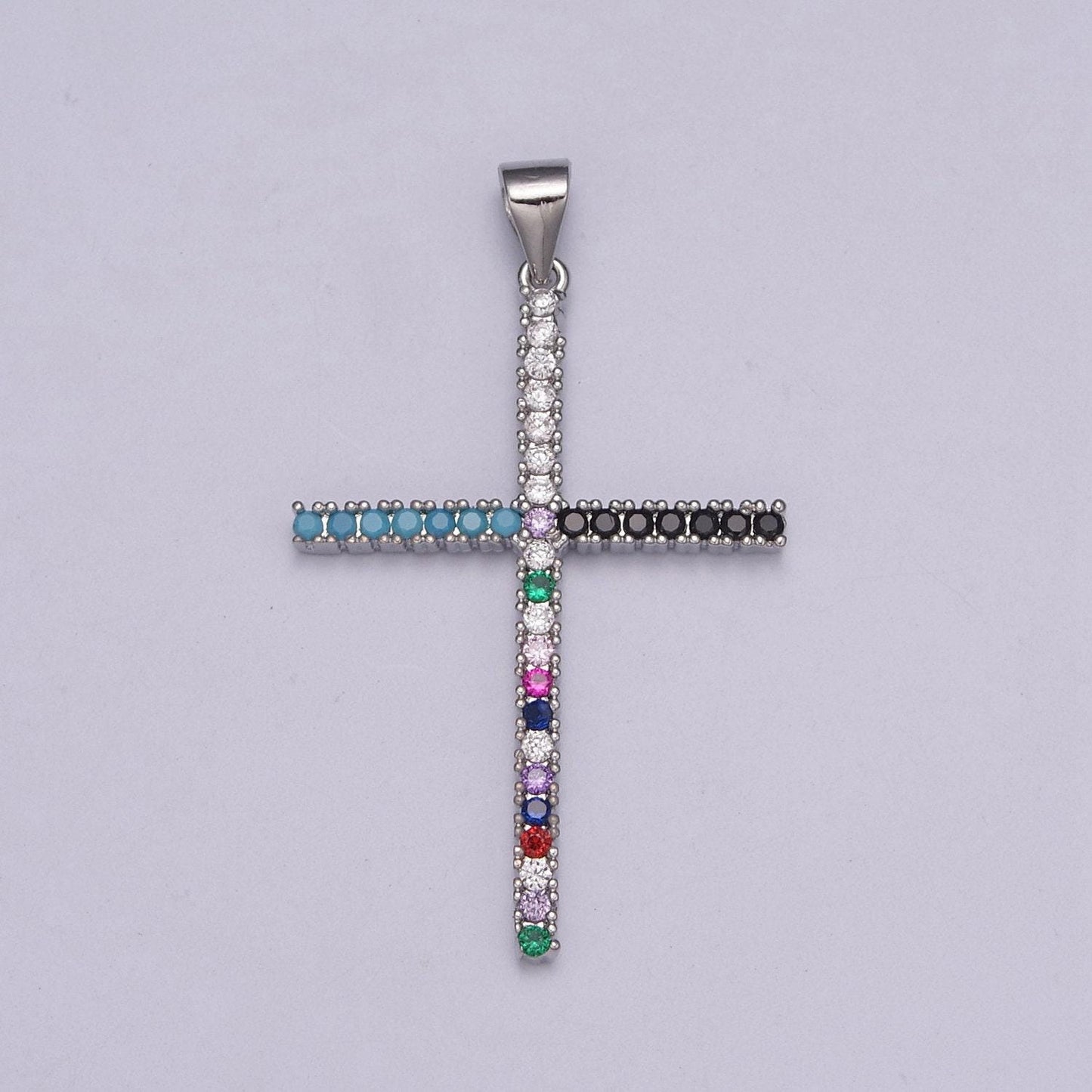 Gold minimalist cross multi color micro pave cubic zirconia necklace pendant bracelet earring component for religious jewelry n-515 ~n-516