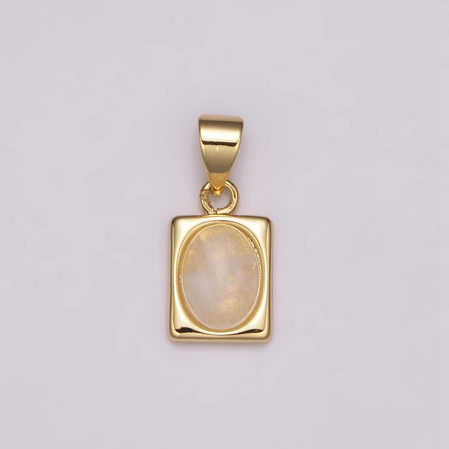 Dainty moonstone pendant 24k gold filled square charm for minimalist jewelry making n-486