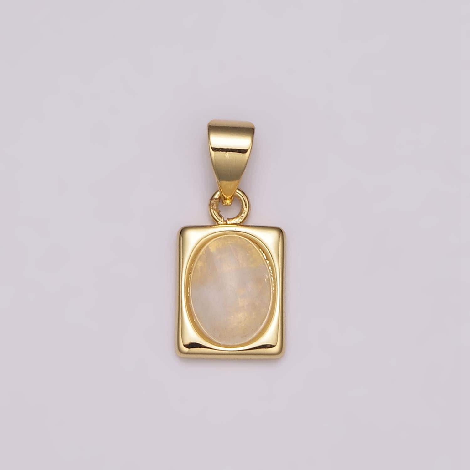 Dainty moonstone pendant 24k gold filled square charm for minimalist jewelry making n-486