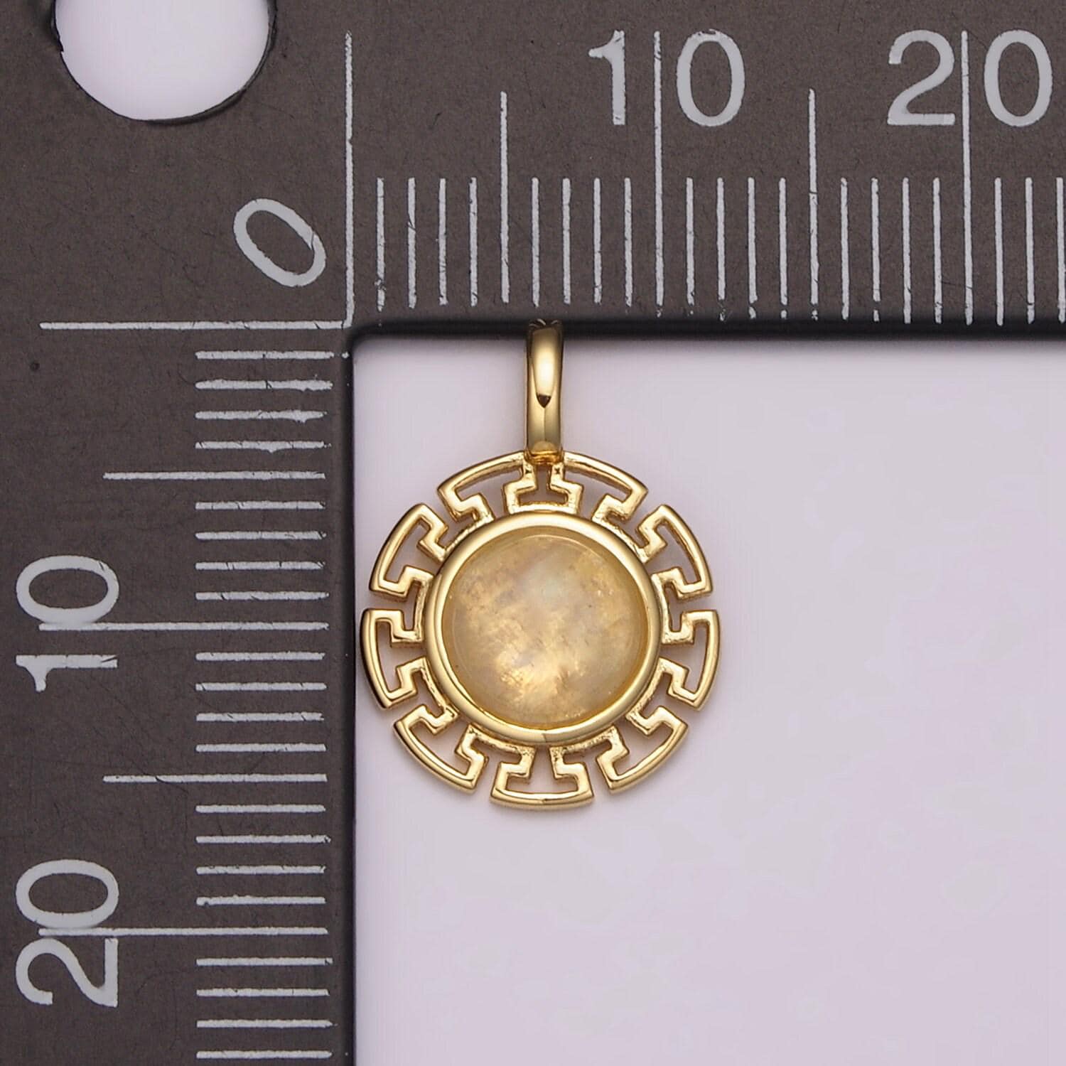 Dainty 24k gold filled moonstone round sun medallion pendant gold sun celestial jewelry charm, n-485