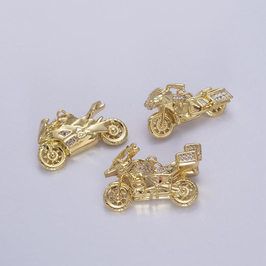 Gold motorcycle charm 3d motorcycle pendant, biker charm, detailed motorcycle pendant n-648